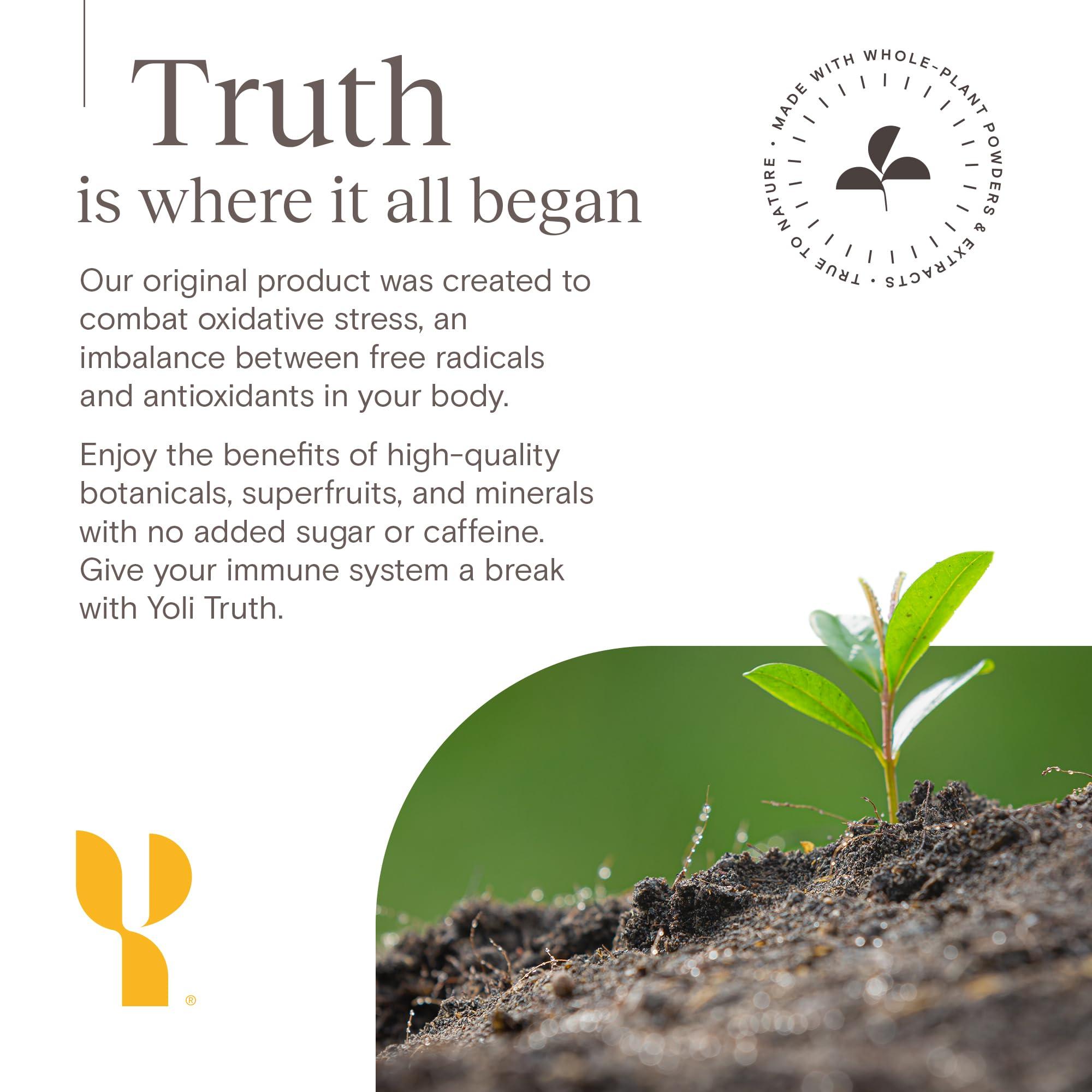 Yoli Yoli Truth Antioxidant and Immune Support Supplement with Vitamin C, Botanicals, Superfruits, and Minerals - Citrus, 30 Packets