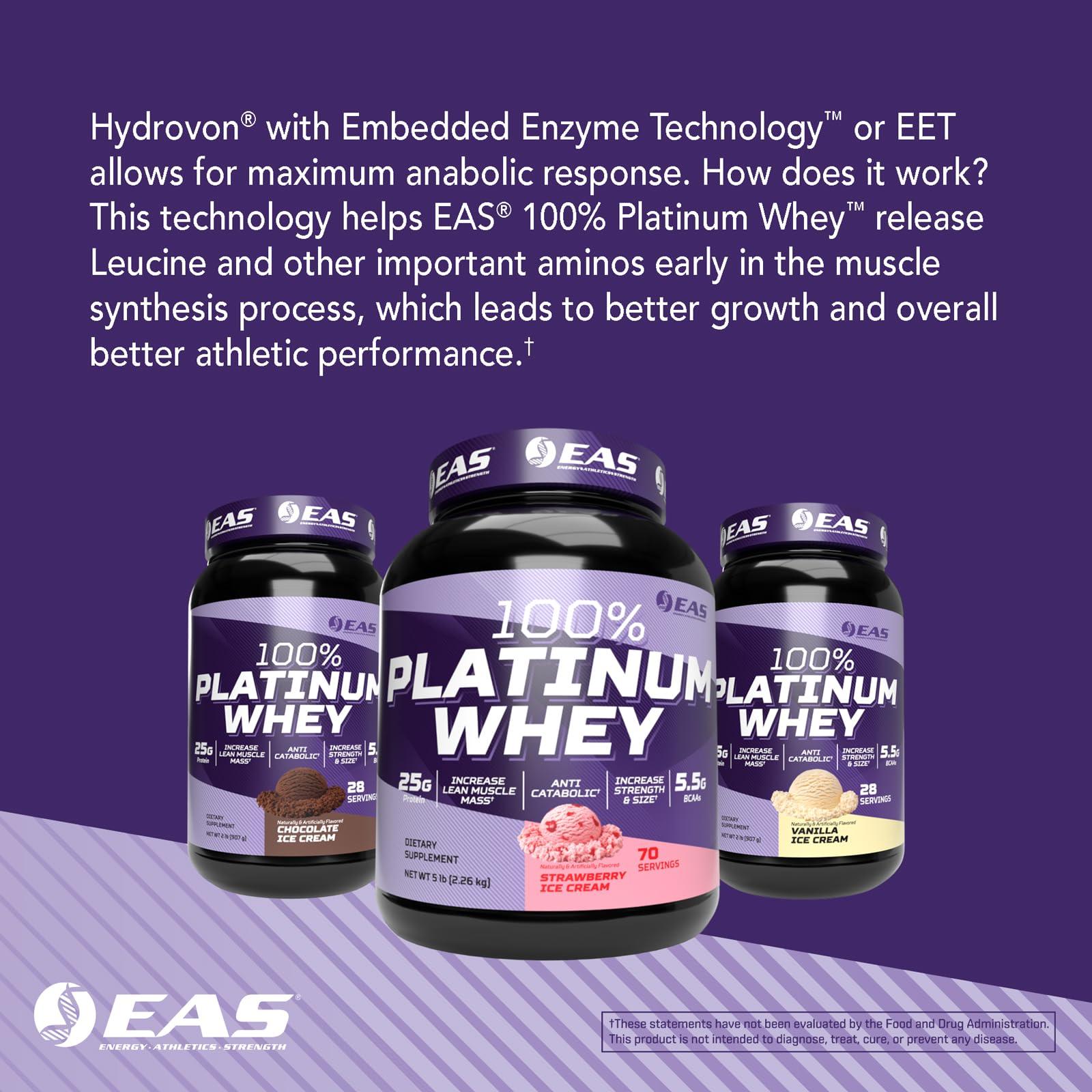 EAS EAS 100% Platinum Whey Protein | 3 Ultra-Platinum Whey Proteins | Increase Size & Strength | 25g Protein, 5.5g BCAAs | 2 Pound (Chocolate Peanut Butter Cup)