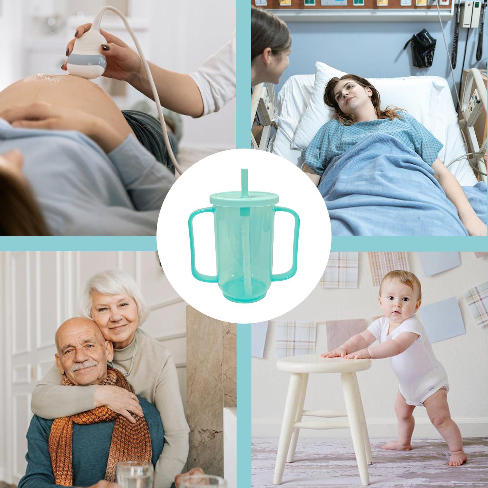 Qancesd Qancesd Adult Sippy Cups for Elderly 12oz Sippy Cup with 2 Handles No Spill Cups for Adults Straw Cups Dysphagia Cups for Disabled Patients