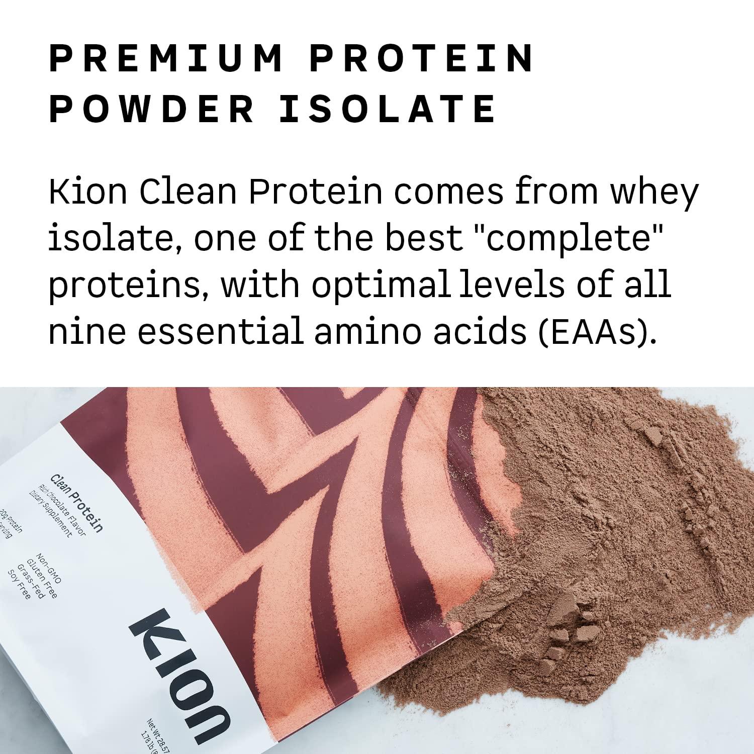 Kion Kion Clean Protein | Grass-Fed & Pasture-Raised Whey Isolate Protein Powder | Rich Chocolate | 30 Servings