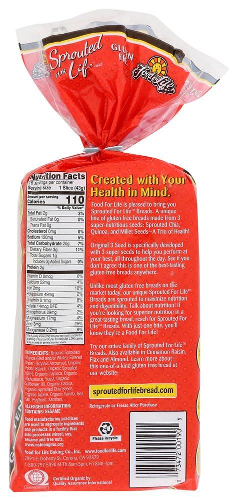 Food for Life Food For Life Bread Gluten Free Sprouted Original, 24 Ounce (Pack of 6)