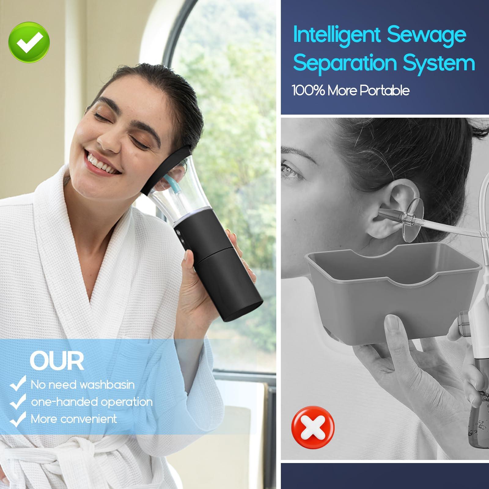 Morfone Ear Wax Removal, Electric Ear Cleaning Kit Effective & Safe Ear Cleaner Irrigation Flushing System 4 Pressure Modes for Ear Wax Buildup, Water Resistant Ear Cleaning Tool USB Rechargeable