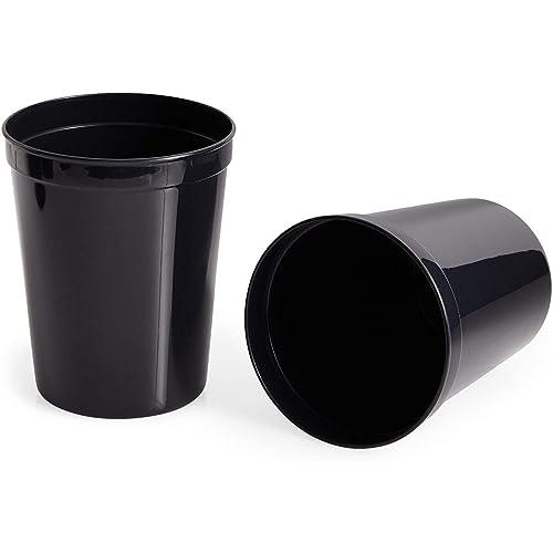 Juvale Black Stadium Cups, Reusable Plastic Party Tumblers (16 oz, 16 Pack)
