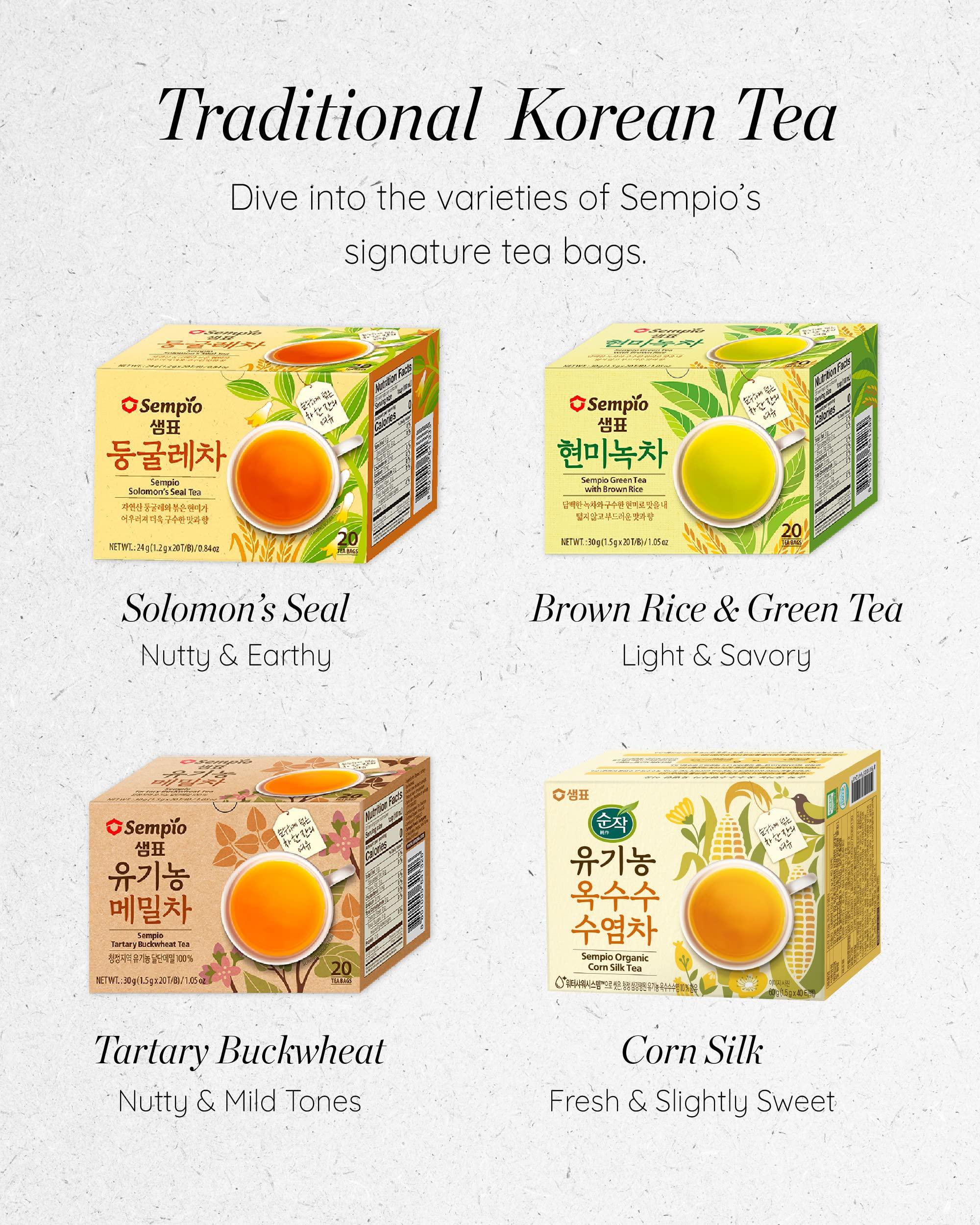 Sempio SEMPIO Organic Corn Silk Tea 100% Natural Ingredients, Caffeine-Free, Sugar-Free, Herbal Blend with Roasted Corn and Corn Silk for a Rich Nutty Aroma, Calming & Relaxing (80 Tea Bags, Pack of 1)