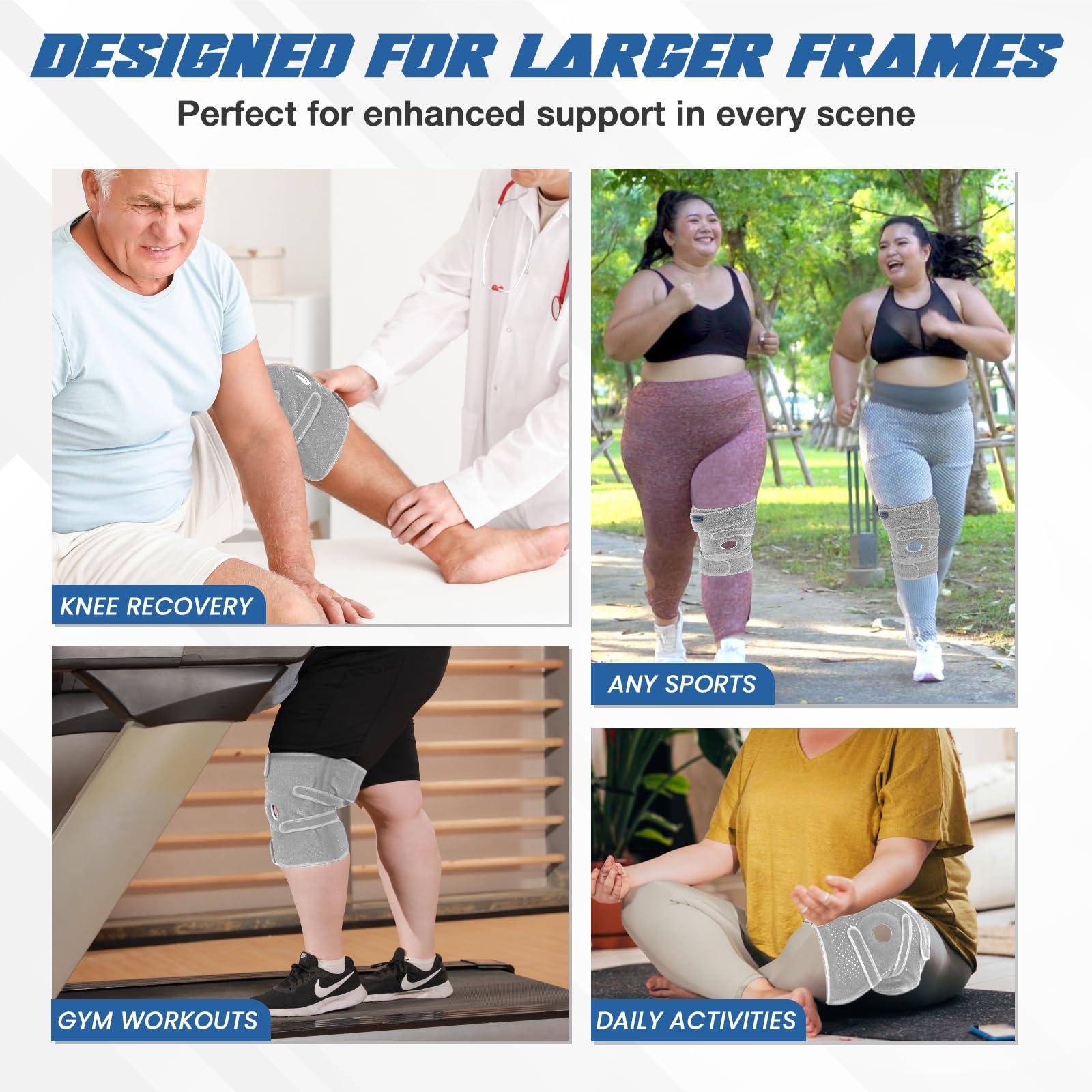 Nvorliy Nvorliy Knee Brace for Women Plus Size for Knee Pain (XL-8XL) - Extra Large Knee Brace with Side Stabilizers for Arthritis, Meniscus Tear, Knee Pain Relief, ACL, LCL, MCL (7XL/8XL, Grey)