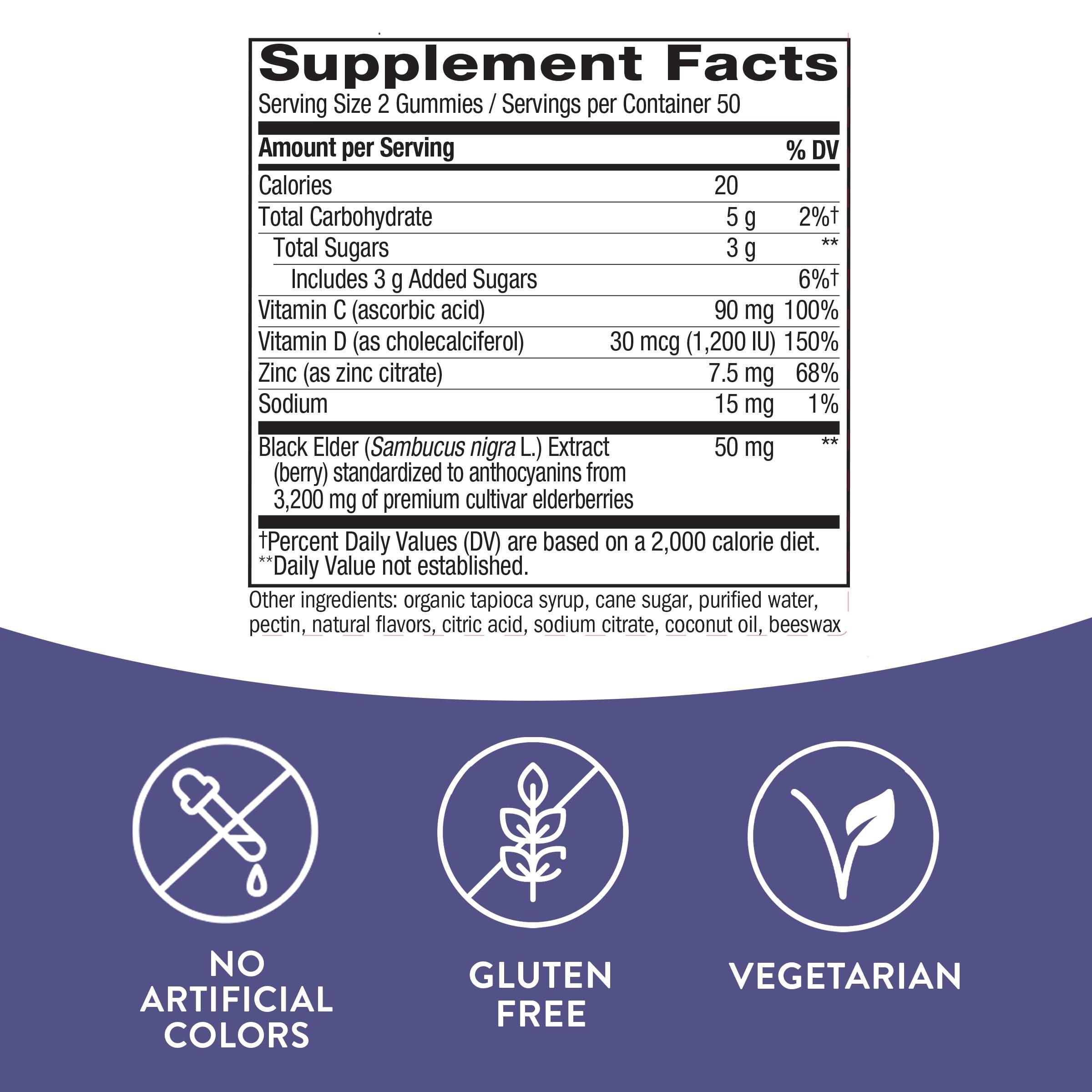 Nature's Way Nature\'s Way Sambucus Elderberry Gummies - Immune Support Supplement for Kids & Adults* - With Vitamins C, D3, Zinc & Antioxidant Support* - Gluten Free & Vegetarian - 100 Gummies