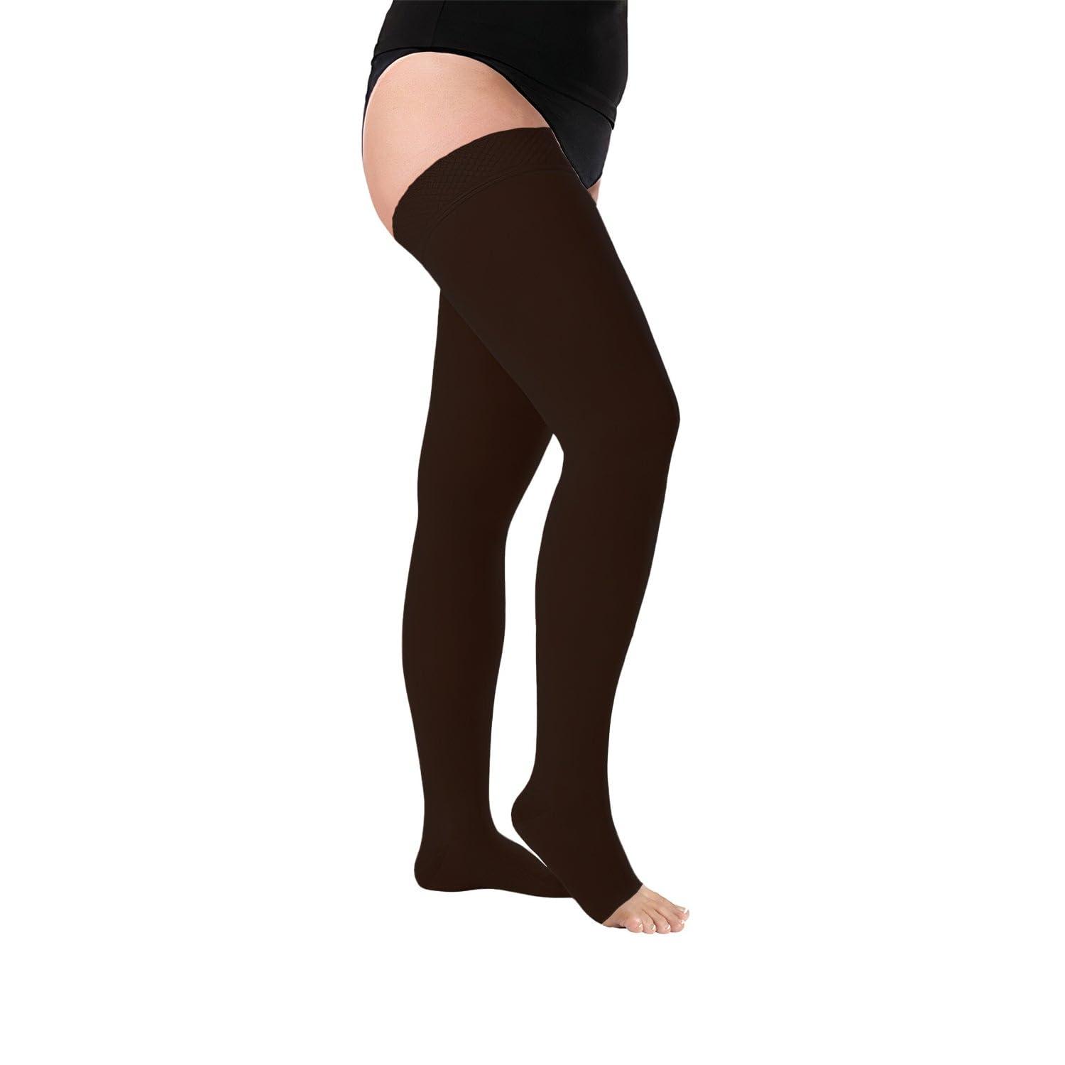 Juzo Juzo Dynamic 20-30 mmHg Compression Stockings, Thigh High, Silicone Band, Open Toe | Compression Socks for Moderate Varicosities & Edema, Post-Sclerotherapy, Post-Op | Black, Medium MAX (III)