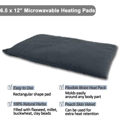 MORLIDEN Microwave Heating Pad, 6.5 x 12“ Microwavable Heating Pads for Neck and Shoulders, Moist Heat Pack Pillow Warm Compress for Knee, Muscles, Joints, Wrist, Abdomen (Dark Gray)
