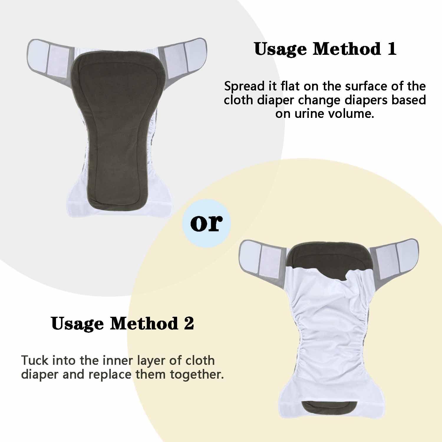 Lmaray 3 Pack Oversized Diaper Inserts for Cloth Adult Diaper, Reusable Cloth Diaper Wrap, Washable