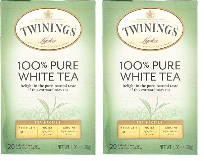 Twinings Twinings White Tea, 100% Natural Fujian Chinese Tea with a Light & Fresh Delicate Flavor, White Tea - Box of 20 Tea Bags (Pack of 2)
