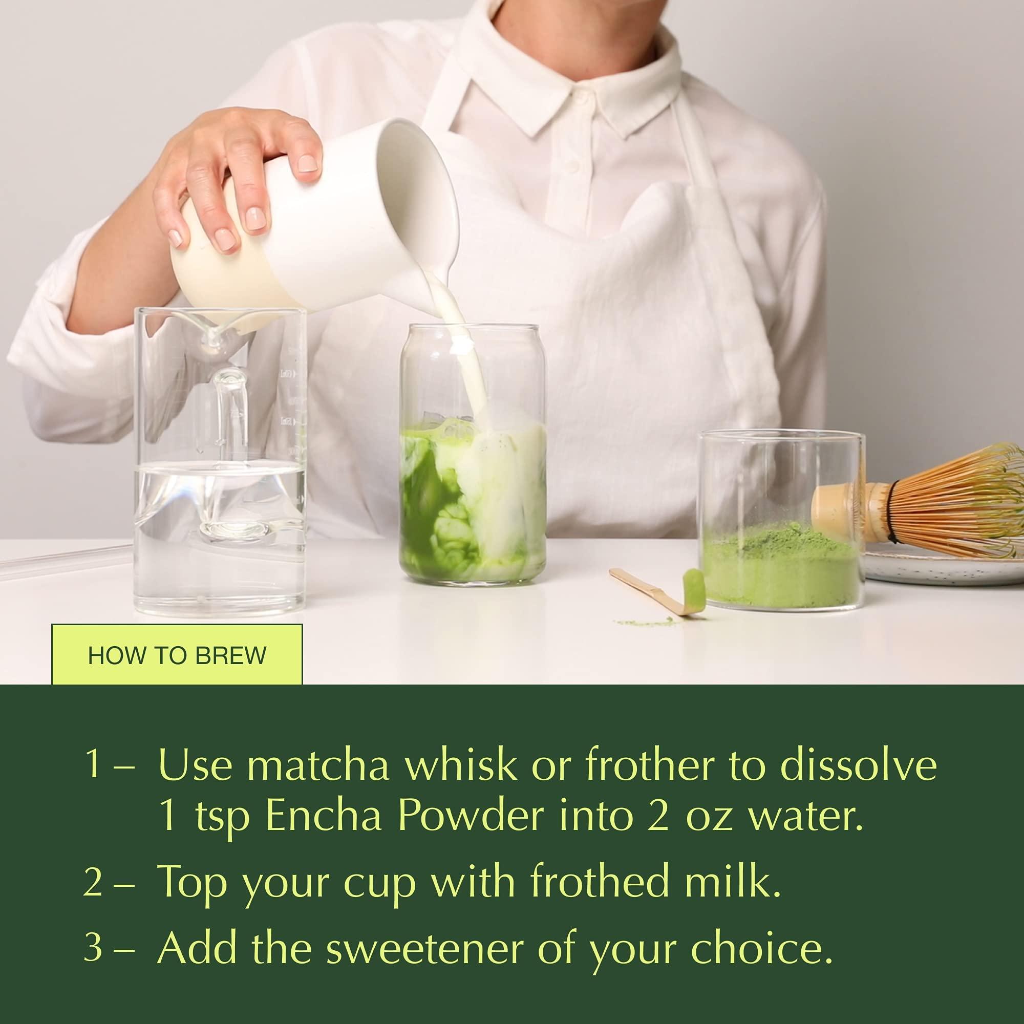 Encha Encha Latte Grade Matcha Powder - Unsweetened, First Harvest, Organic Matcha Green Tea Powder From Uji, Japan (60g/2.12 Ounce) Premium Powder for matcha latte, smoothie | Caffeine, L-Theanine