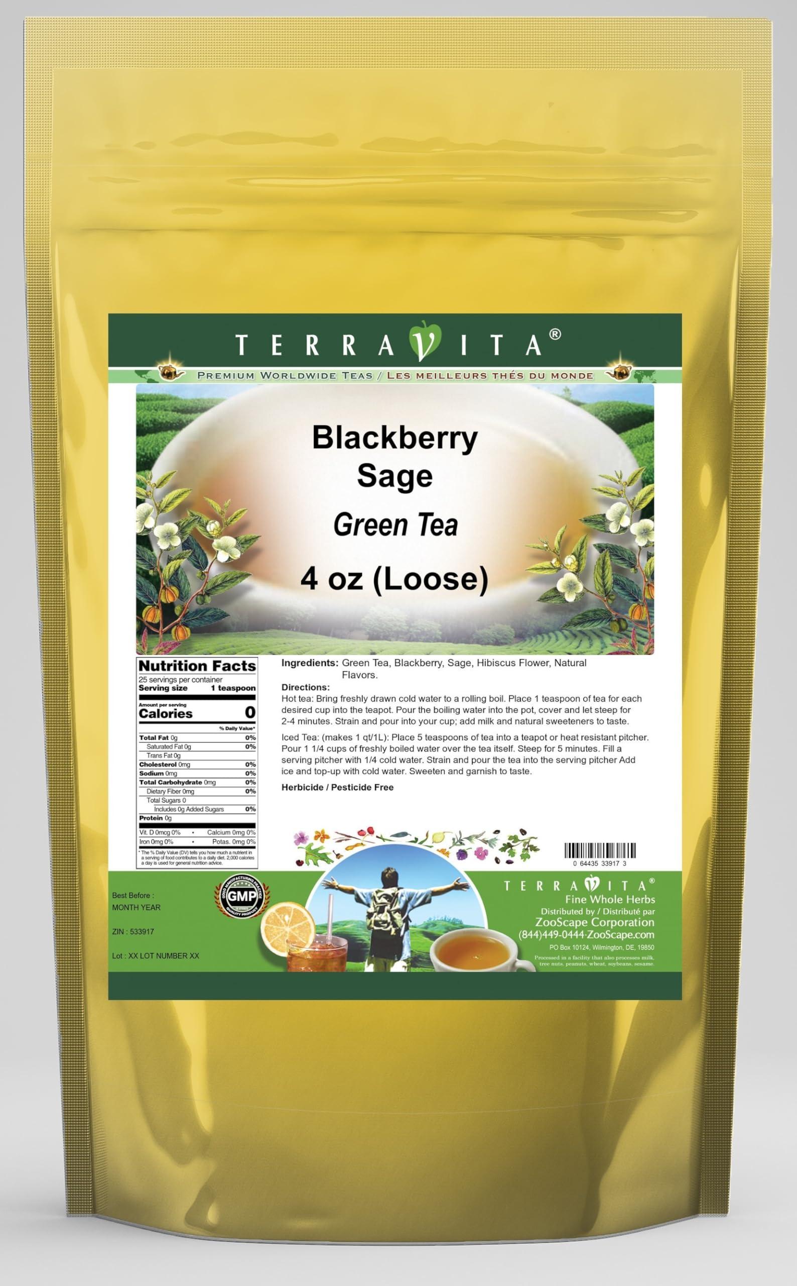 TerraVita Blackberry Sage Green Tea (Loose) (4 oz, ZIN: 533917) - 2 Pack