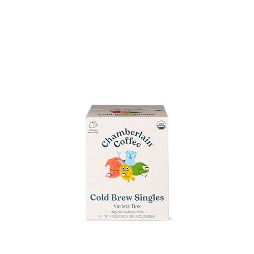 Chamberlain Coffee Chamberlain Coffee Variety Box Single Serve Bags - Includes 5 Blends, Original Family Blend, Early Bird Blend, Night Owl Blend, Careless Cat Blend, Social Dog Blend - 10 Single Serve Cold Brew Sachets