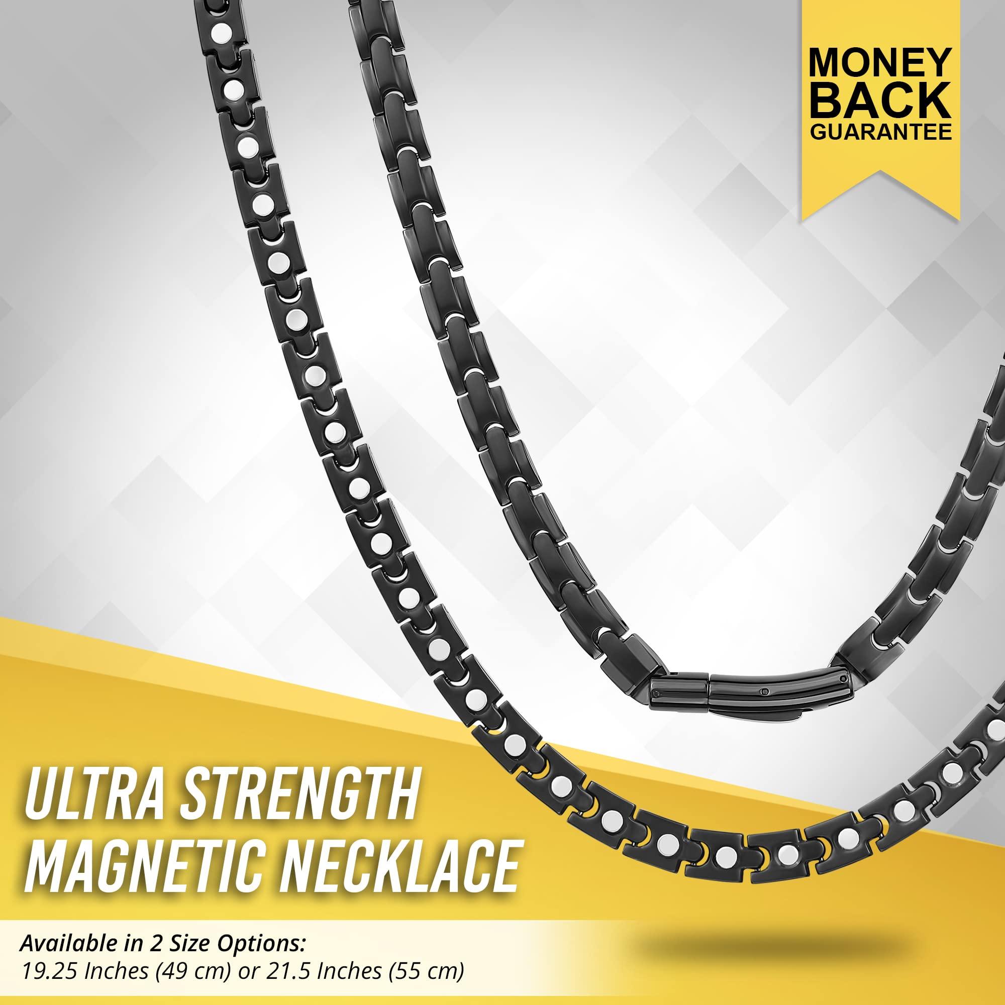 MagnetRX MagnetRX Titanium Magnetic Necklace Ultra Strength Magnetic Necklaces for Men & Women Effective Titanium Necklace with 62 Magnets (Black, 21.5 Inches)