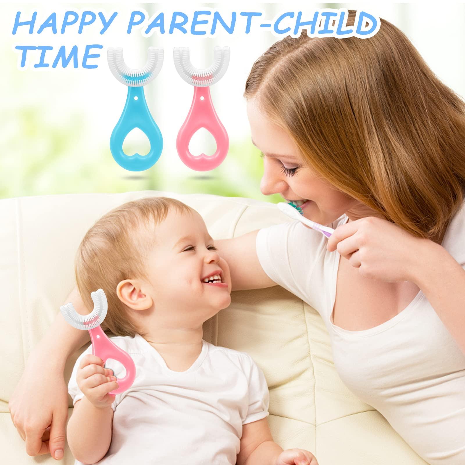 ANOOVV 4 Pack U Shaped Toothbrush Kids, Soft Silicone Brush Head Whole Mouth with Handle 360  Oral Teeth Cleaning Design for Toddler Toothbrushes Age 2-6