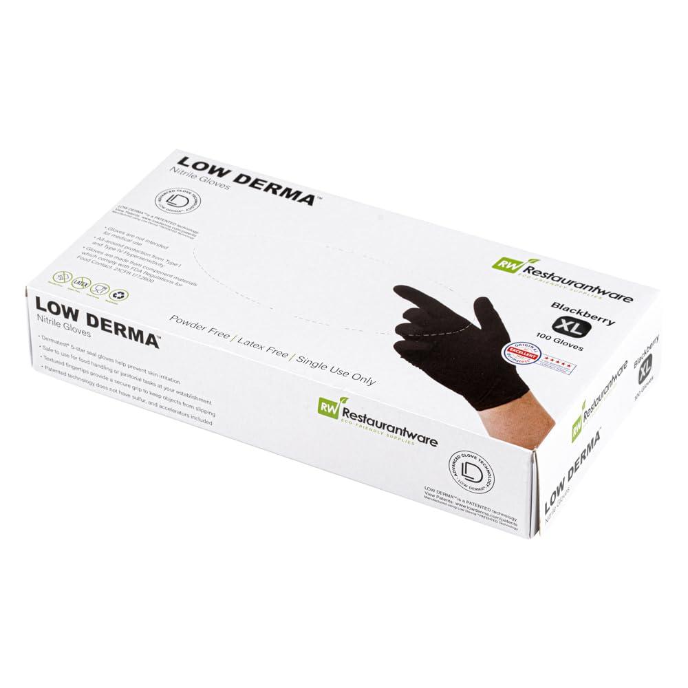 Restaurantware Restaurantware LOW DERMA Large Nitrile Gloves 100 Disposable Hypoallergenic Gloves - FDA Compliant No Powder And No Latex Blackberry Non-Sterile Gloves Low Dermatitis Potential