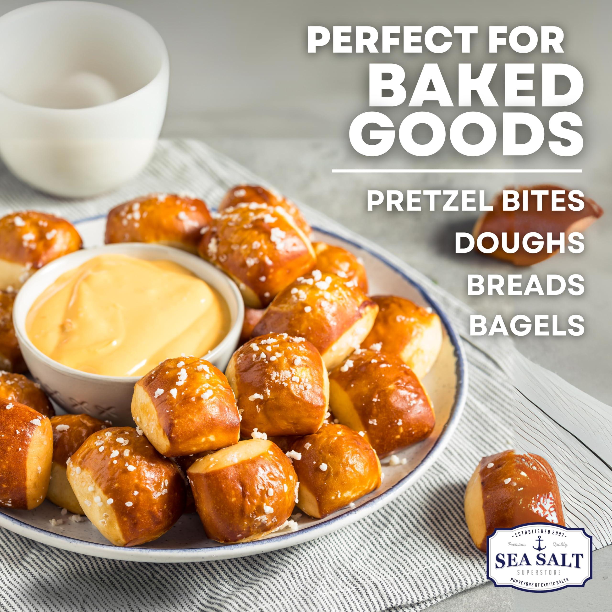 Sea Salt Superstore Pretzel Sea Salt, Coarse Sea Salt for Soft Pretzels, Heat Resistant Bagel and Soft Pretzel Salt, All Natural Sea Salt for Baking, 14 oz Bag, Sea Salt Superstore