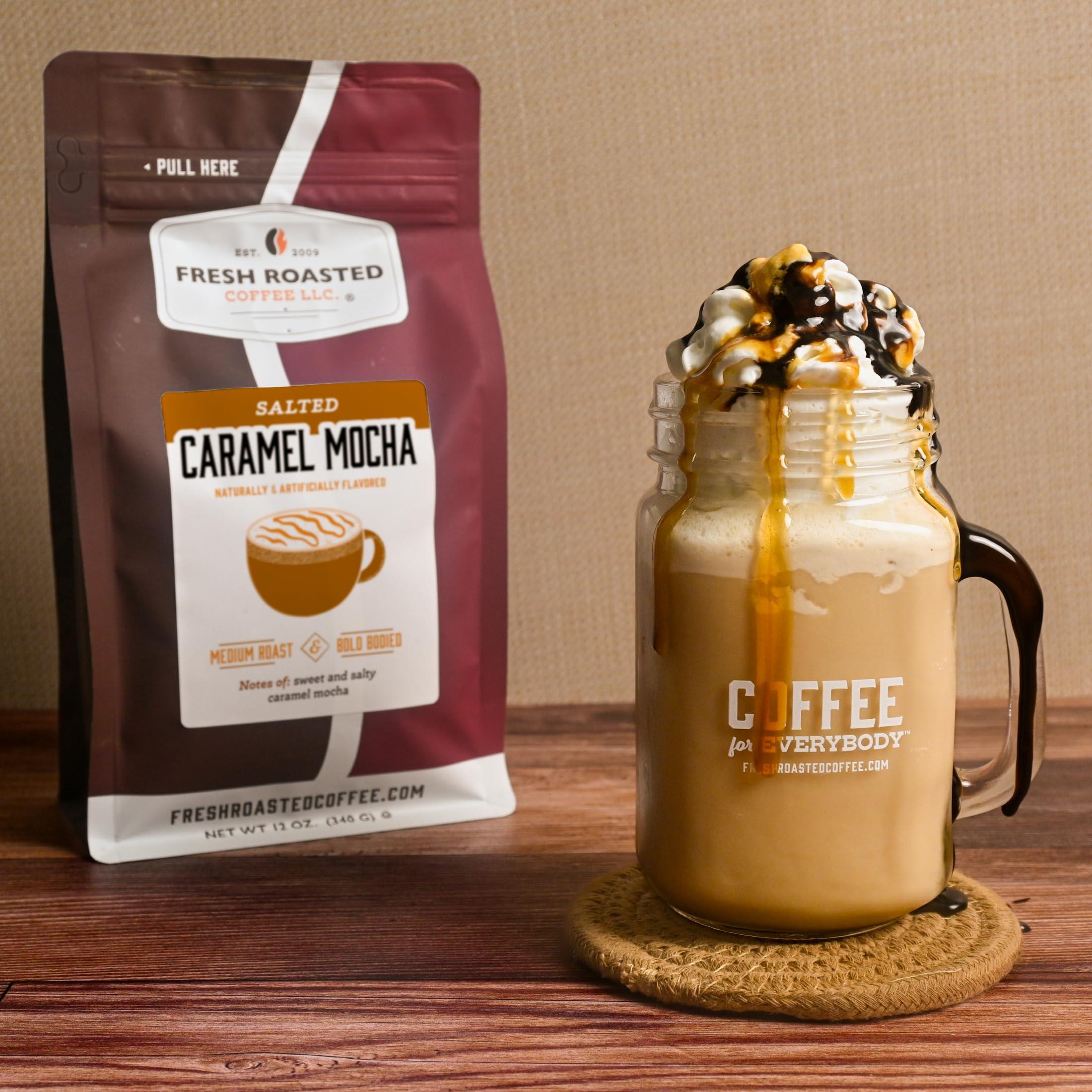 Fresh Roasted Coffee Fresh Roasted Coffee, Salted Caramel Mocha Flavored Coffee, 12 oz, Medium Roast, Kosher, Ground
