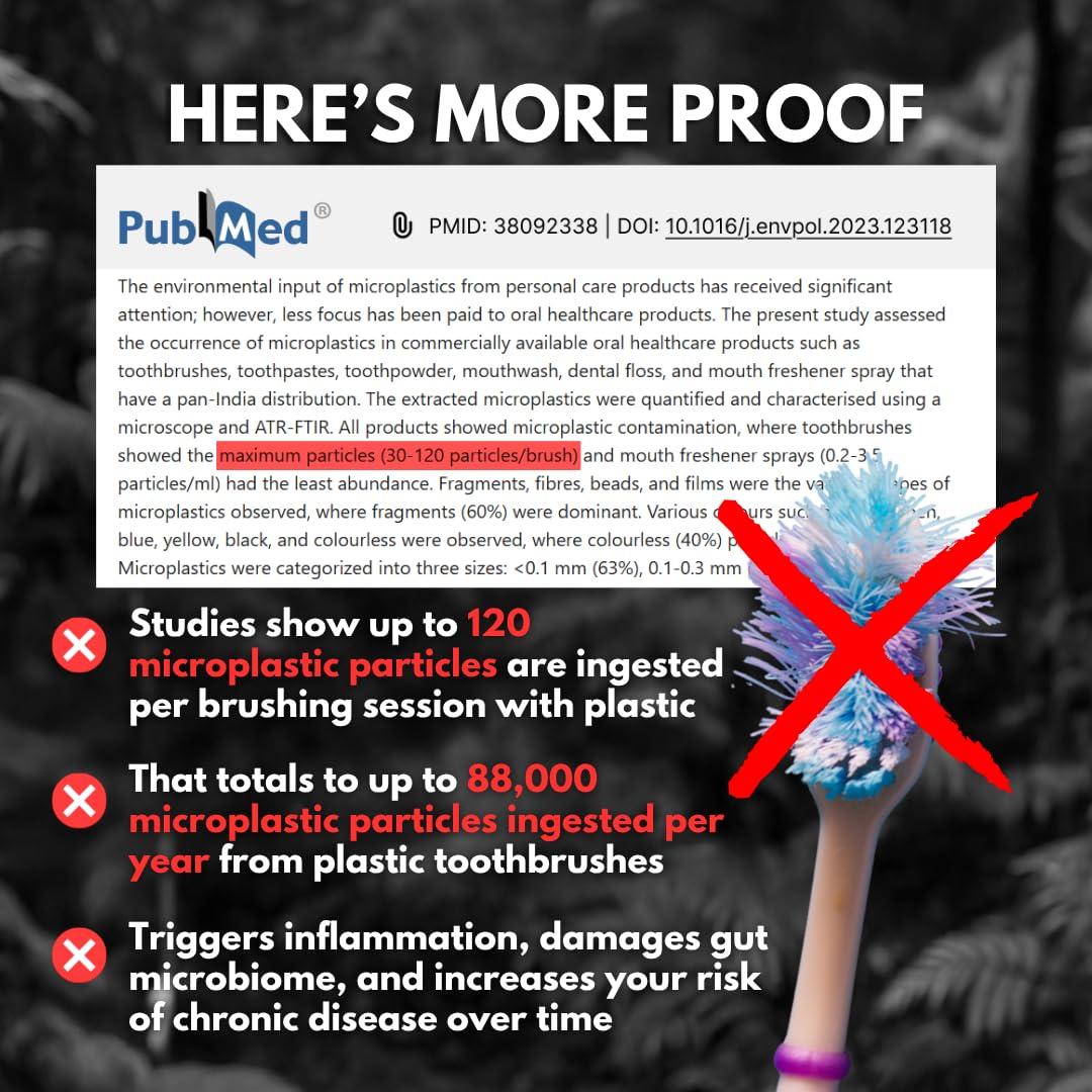 PRIMALS PRIMALS Boar Bristle & Bamboo Toothbrush (4-Pack) - Premium Boar Bristles - Fully Biodegradable - Plastic & Nylon Free - Quick Dry Design