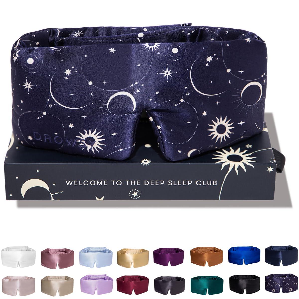 Drowsy DROWSY Silk Sleep Mask. Face-Hugging, Padded Silk Cocoon for Luxury Sleep in Total Darkness. (Cosmic Energy)