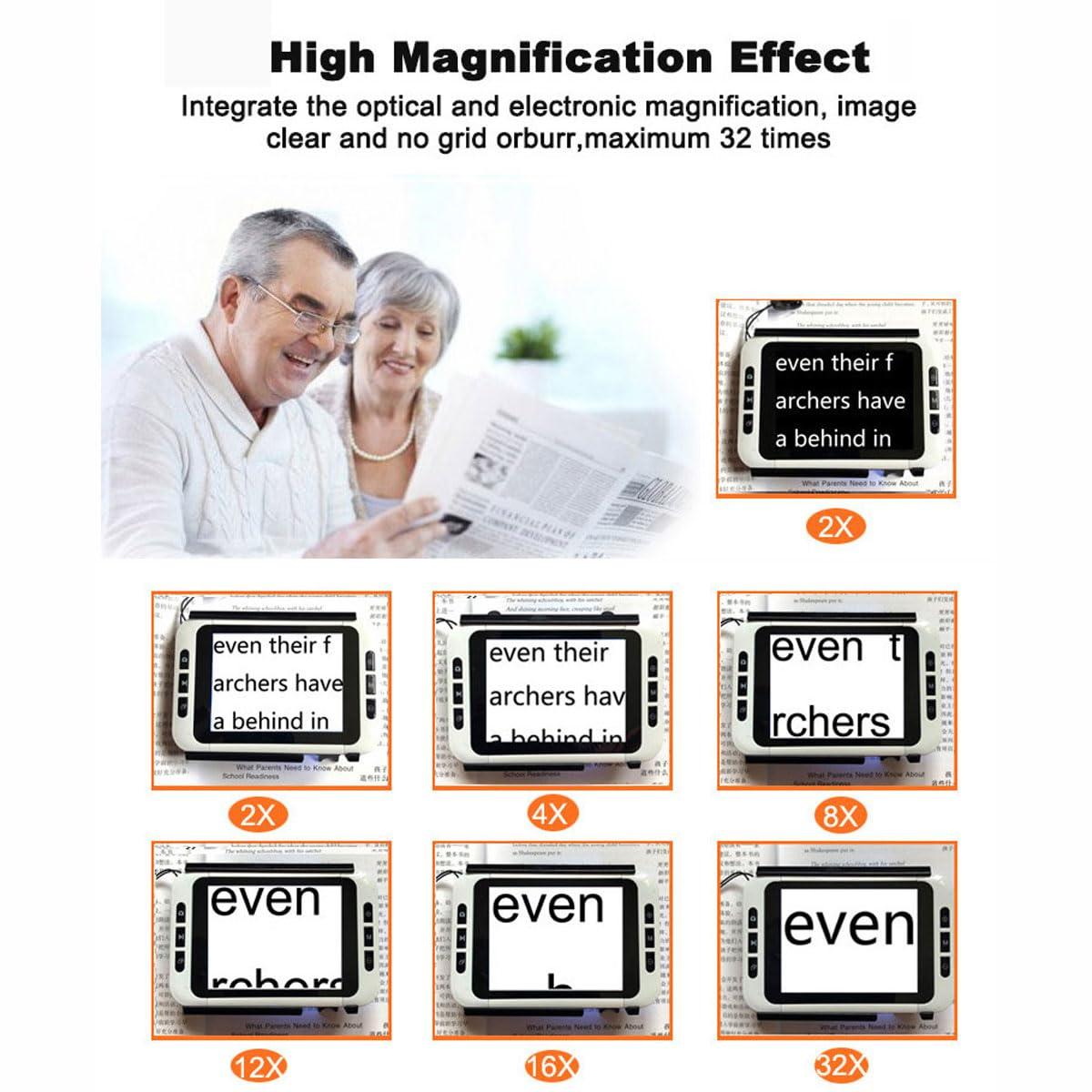 BDJSN BDJSN Portable Electronic Vision Aid, 3.5inch Magnifying Glass, 32x Handheld Large Screen Digital Vision Aid, Can Take Pictures and Connect to TV for The Elderly and Visually Impaired for Reading
