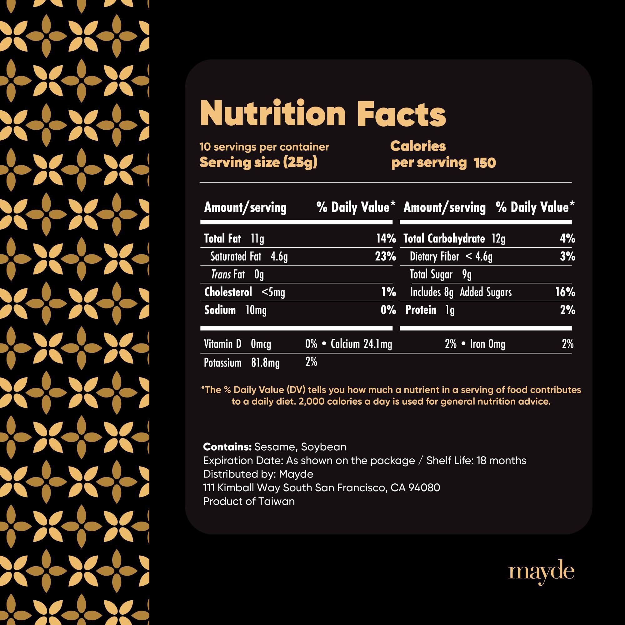 Mayde Mayde Black Sesame Paste Spread, Premium Ground Black Sesame Jam (8.8 oz, Black Sesame)