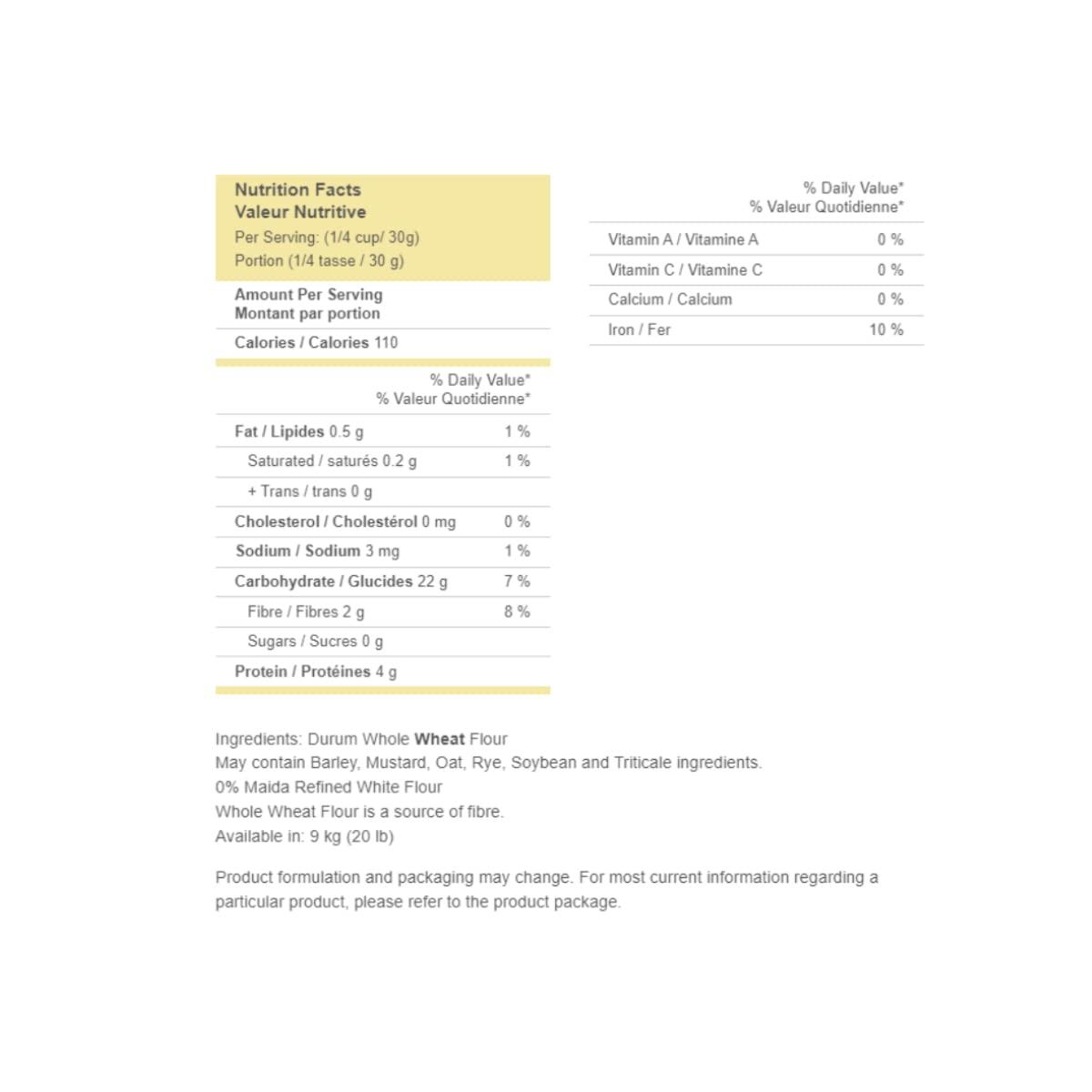 Golden Temple Golden Temple Durum Whole Wheat Atta - 5.5lbs