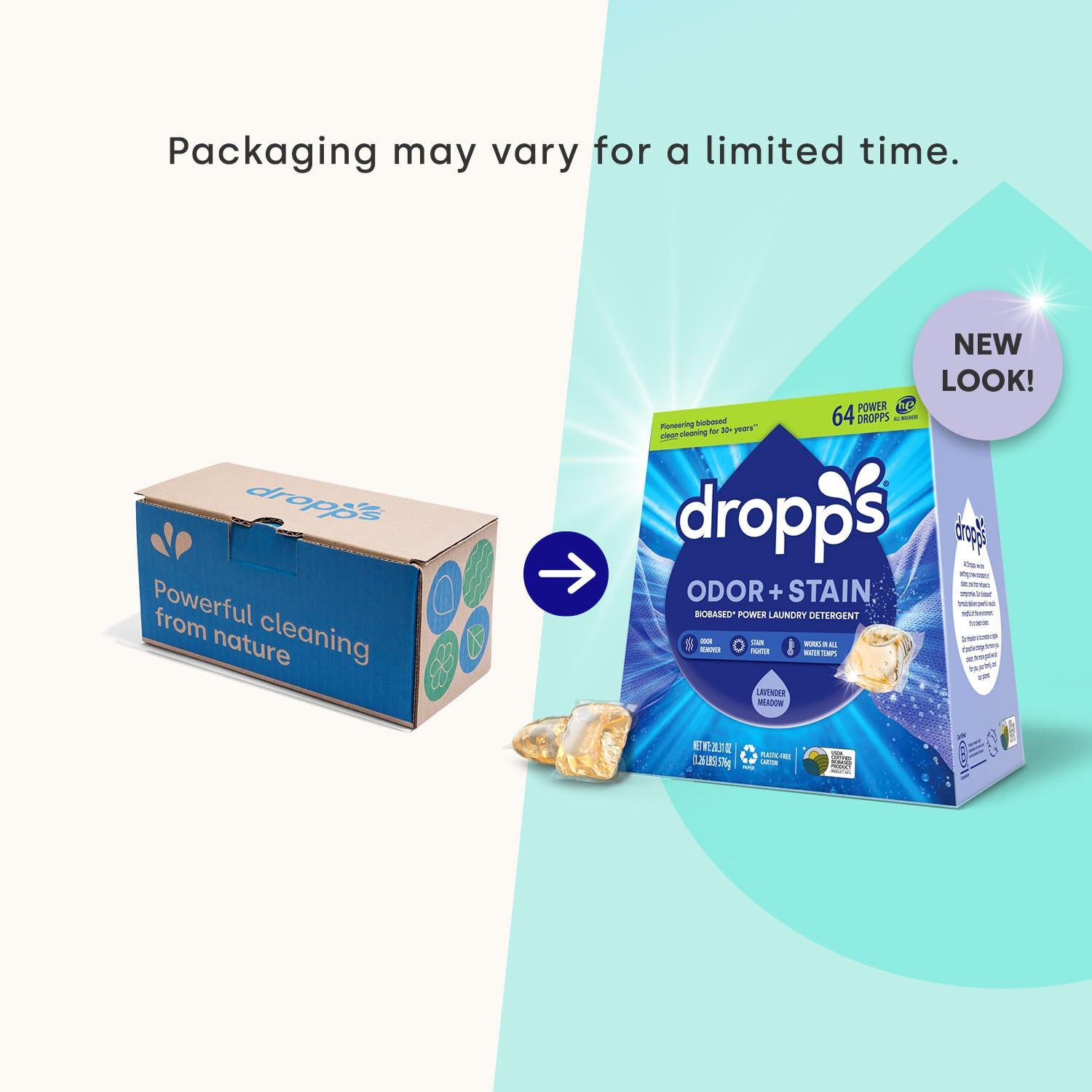 dropps Dropps Odor & Stain Biobased Power Laundry Detergent Pods, Lavender Meadow(140 Count) - HE Compatible Laundry Pods for Fresh Clothes - Washing Detergent Soap Supplies & Recyclable Packaging