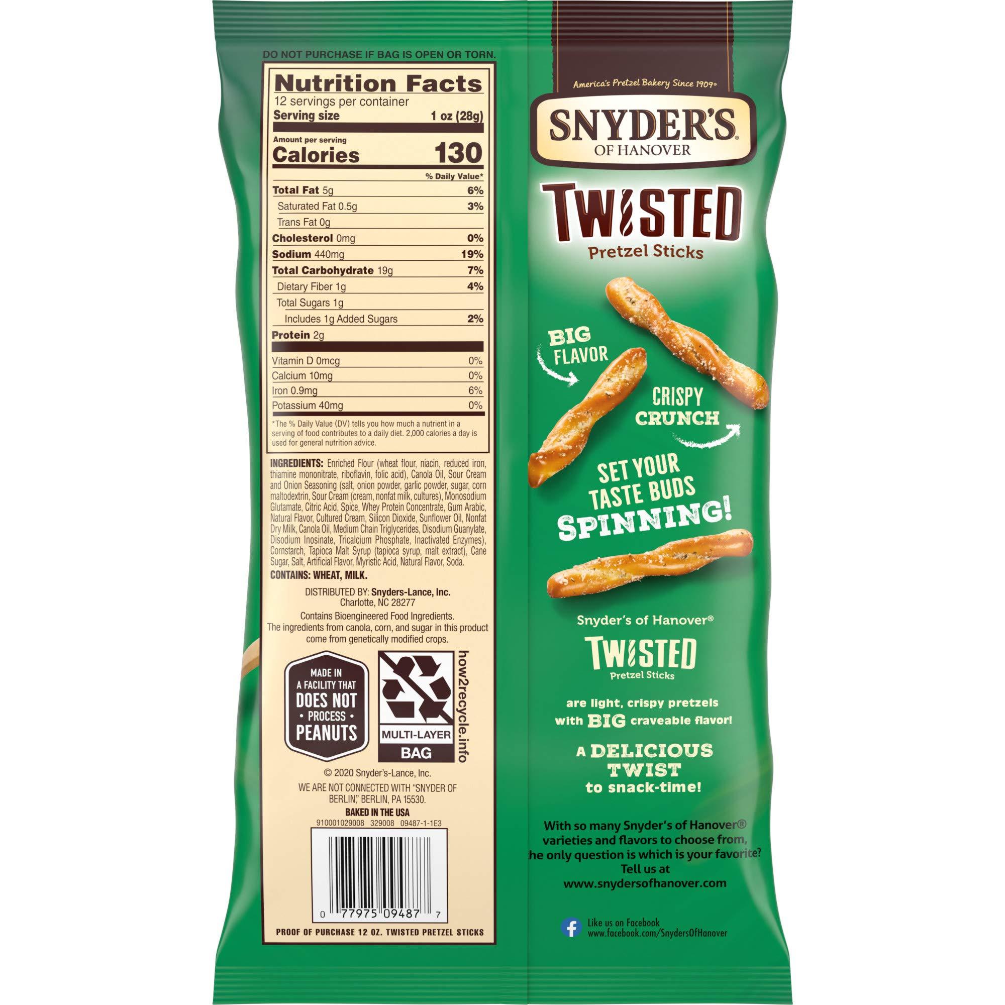 Snyder's Snyder\'s Sour Cream & Onion Twisted Pretzels 12oz (Bag of 4)