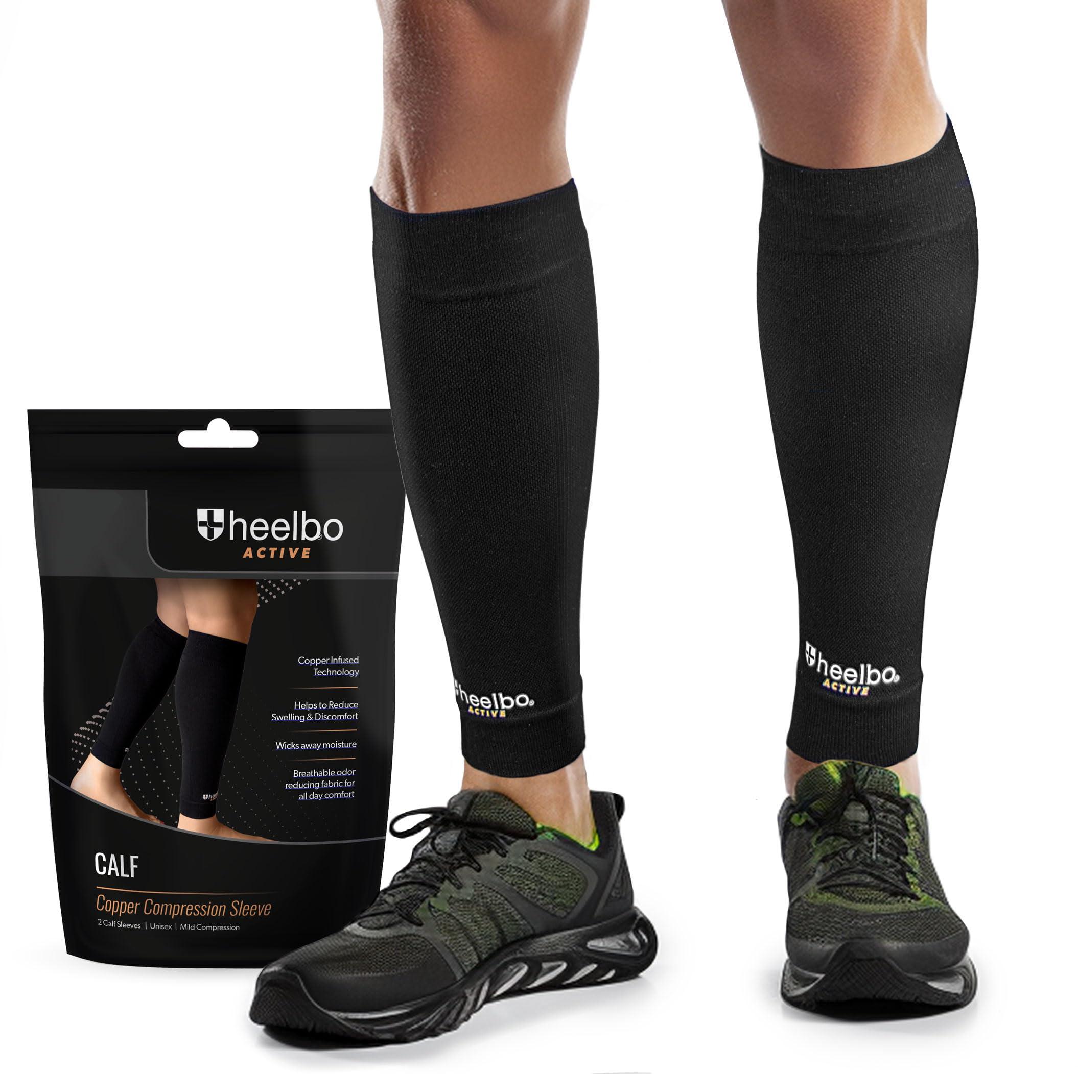 Heelbo Heelbo Copper Infused Calf Compression Sleeves, Support Muscle Recovery & Blood Circulation, All Day Comfort, Breathable, Moisture Wicking, Black, Small