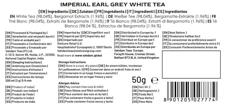 VAHDAM VAHDAM, Earl Grey Imperial White Tea Loose Leaf (25 Cups/1.76oz) High Elevation Grown, White Tea Loose Leaf Tea | Brew As Hot Tea Or Iced Tea | Pure Unblended Loose Leaf Tea | Vacuum Sealed