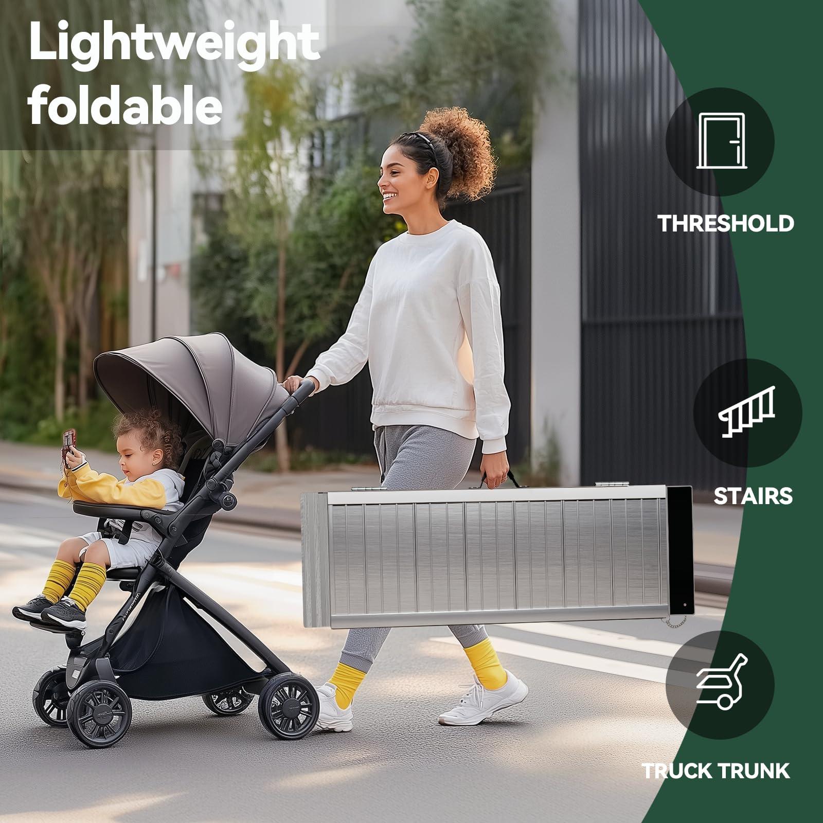 TaiH Leo TaiH Leo Wheelchair Ramp 4 Feet, Portable Ramps for Wheelchairs for Home, 800LBS Capacity Folding Non-Slip Aluminum Handicap Ramp, Wheel Chair Ramp for Home Steps, Stairs, Doorways, Car, Curbs