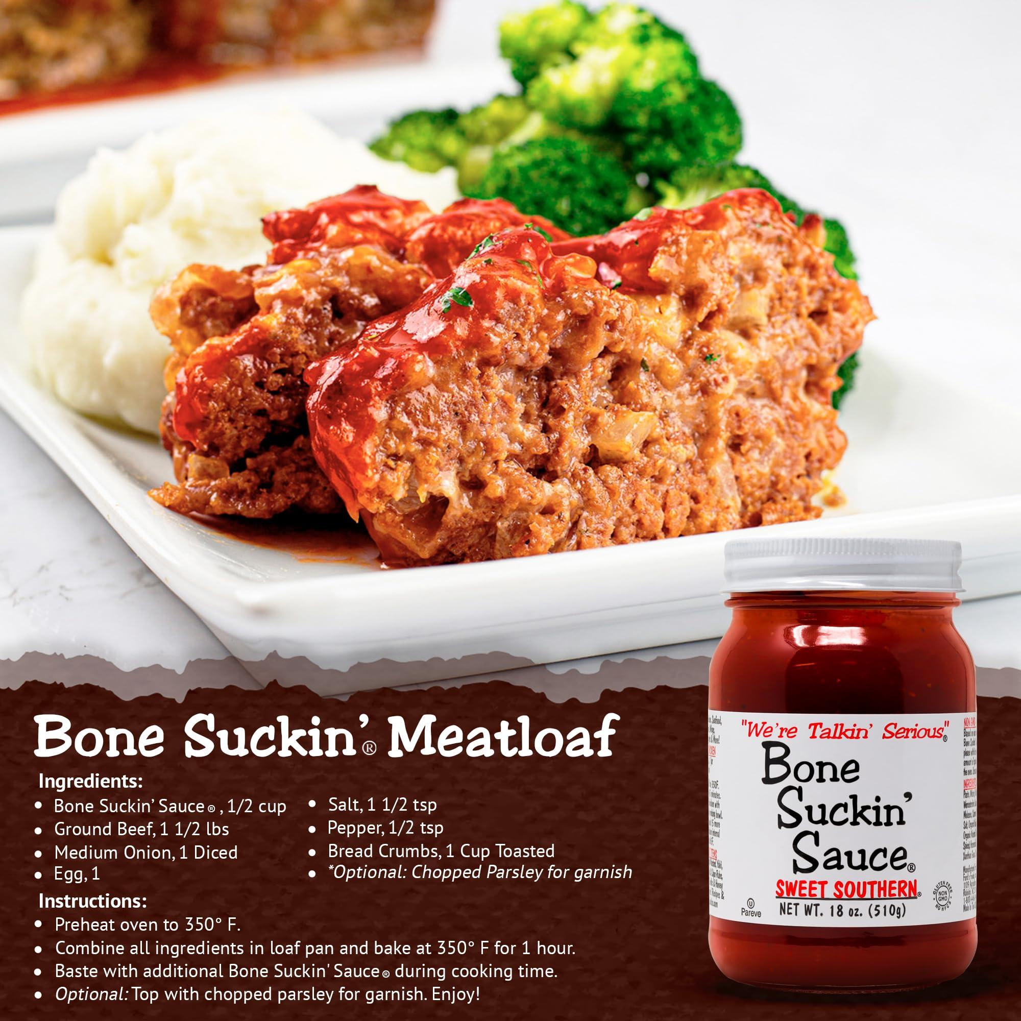 Bone Suckin' Sauce Bone Suckin\' Sauce Sweet Southern BBQ Sauce - 18 oz in Glass Bottle, All-Purpose Barbecue Sauce, For Ribs, Chicken, Pork, Beef, Gluten-Free, Non-GMO, Kosher, Sweetened w/Cane Sugar & Molasses - 1 Pc