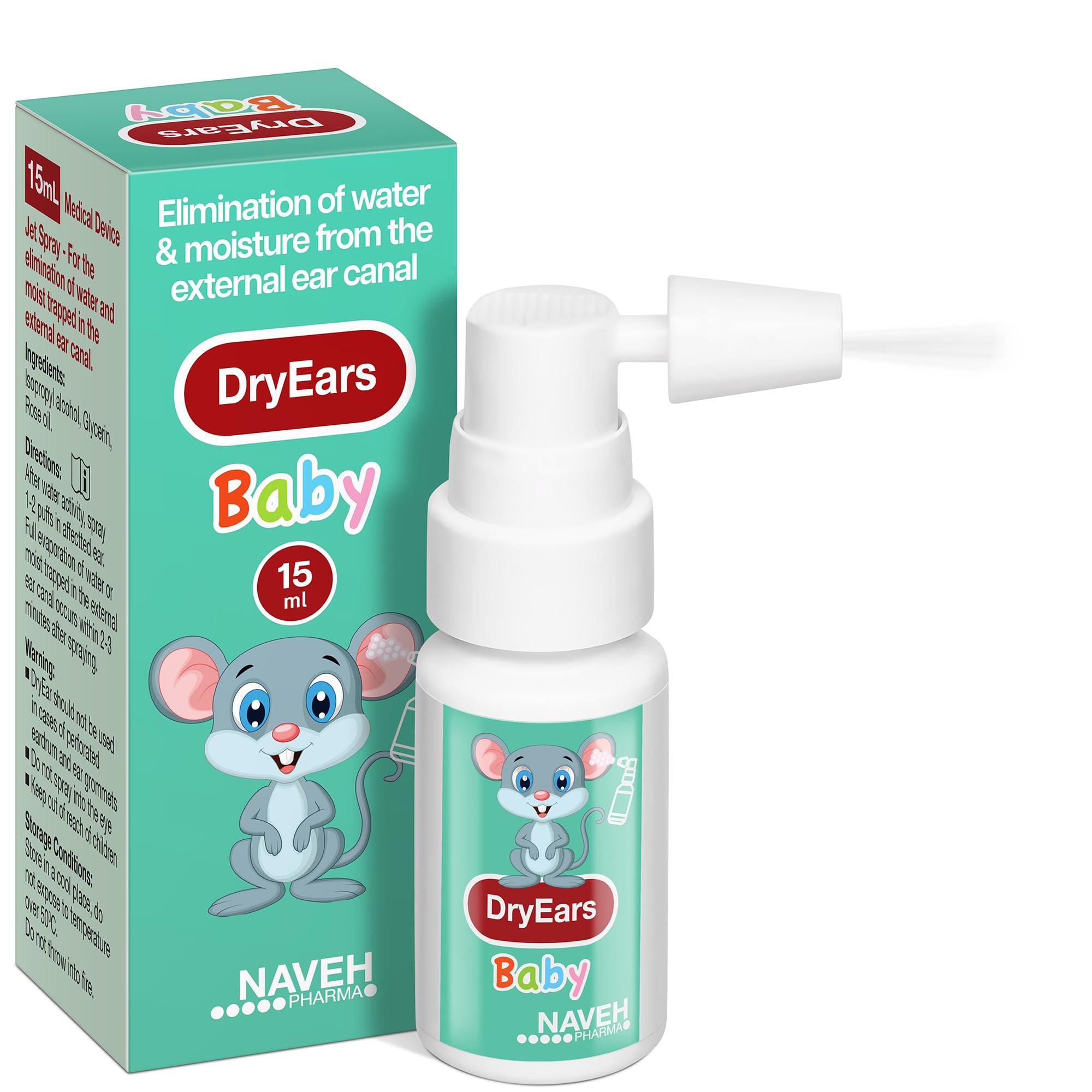 NAVEH PHARMA NAVEH PHARMA Dry Ears Baby | Swimmers Ear Drops Spray | Ear Drying Drops for Little Swimmers | Remove Water Trapped in Ears in Seconds | Prevent Hearing Loss (0.5 Fl Oz)