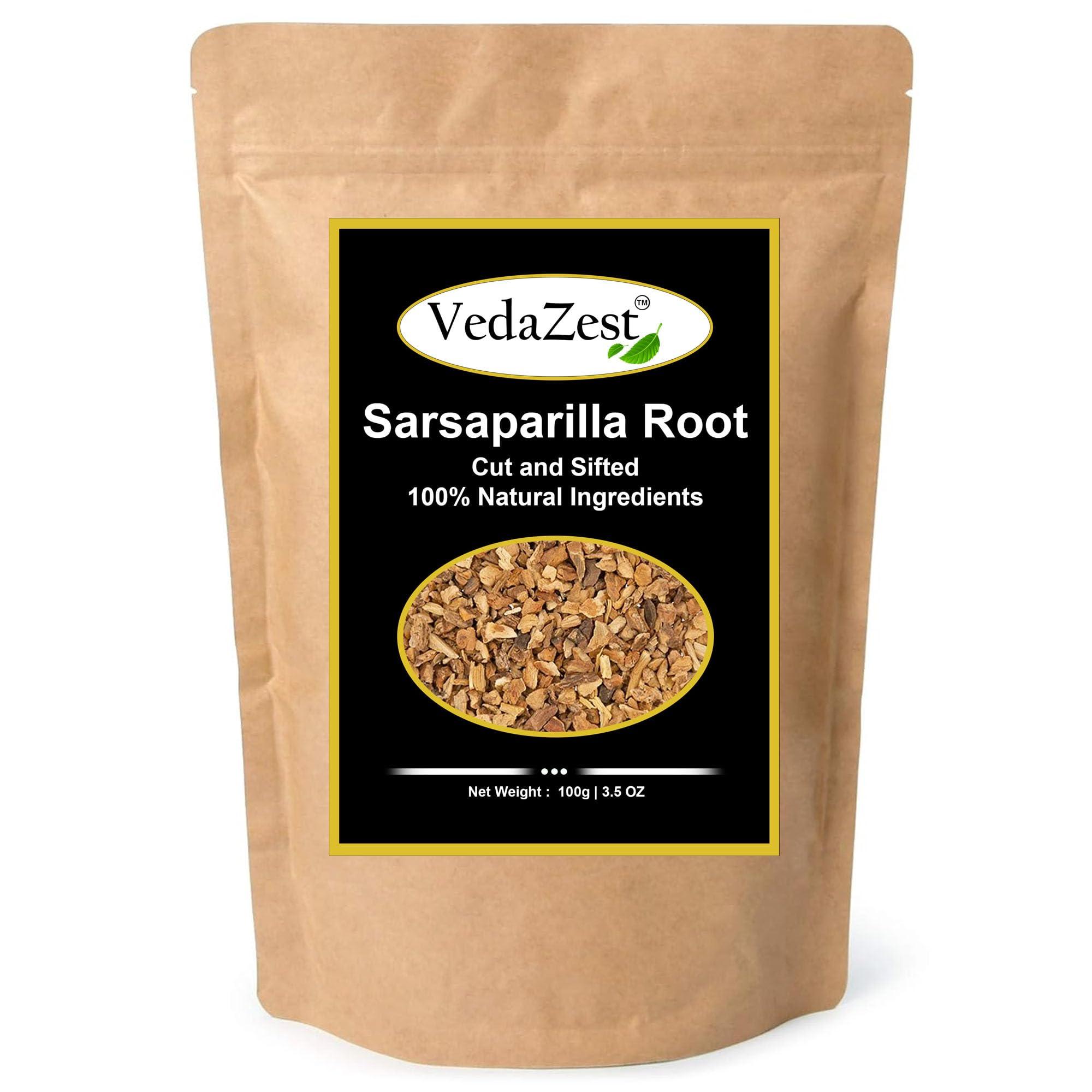 Vedazest Vedazest Natural Sarsaparilla Root Powder, 100g/3.5 oz, Hemidesmus Indicus Sasparilla, Sarsparilla Root Powder, Zarzaparrilla, Cut & Sifted, Sassafras Root Powder (100g)