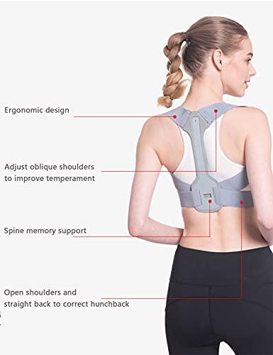 XMSM Invisible Posture Corrector Back Posture Strap Collarbone Support Belt Corset Stop Slouching and Bending Adjustable Back Trainer Unisex (Color : Gray, Size : X-Large)