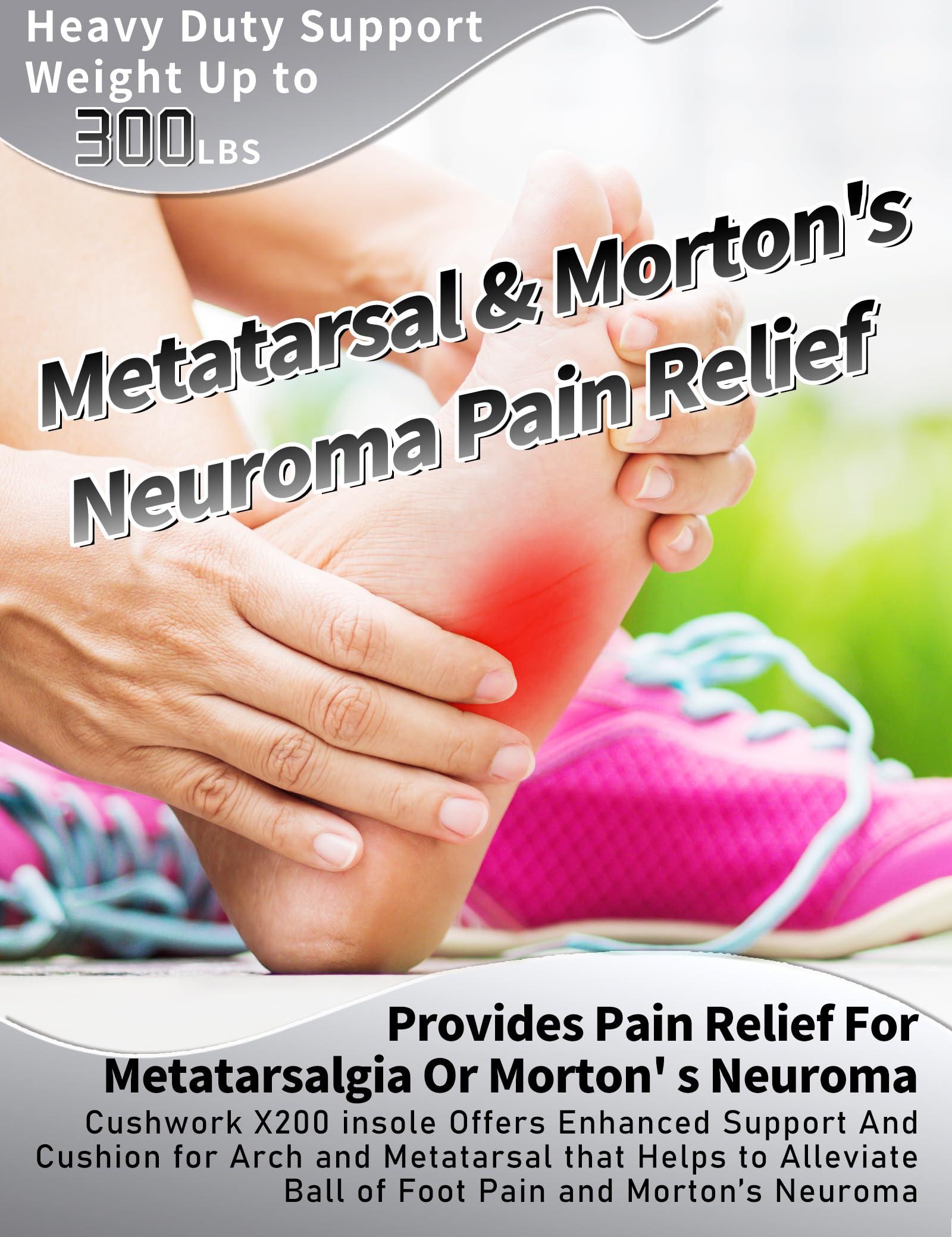 Cushwork Cushwork Morton\'s Neuroma Shoe Inserts for Metatarsalgia,Ball of Foot Pain,Plantar Fasciitis,Metatarsal Pain Relief Orthotic Insoles,Arch Support Shoe Insoles for Man Women-D