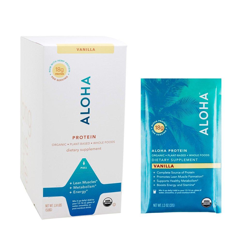 ALOHA ALOHA Organic Plant-Based Protein Powder, Vanilla, 1.14 Pounds (518g) (Packaging May Vary)
