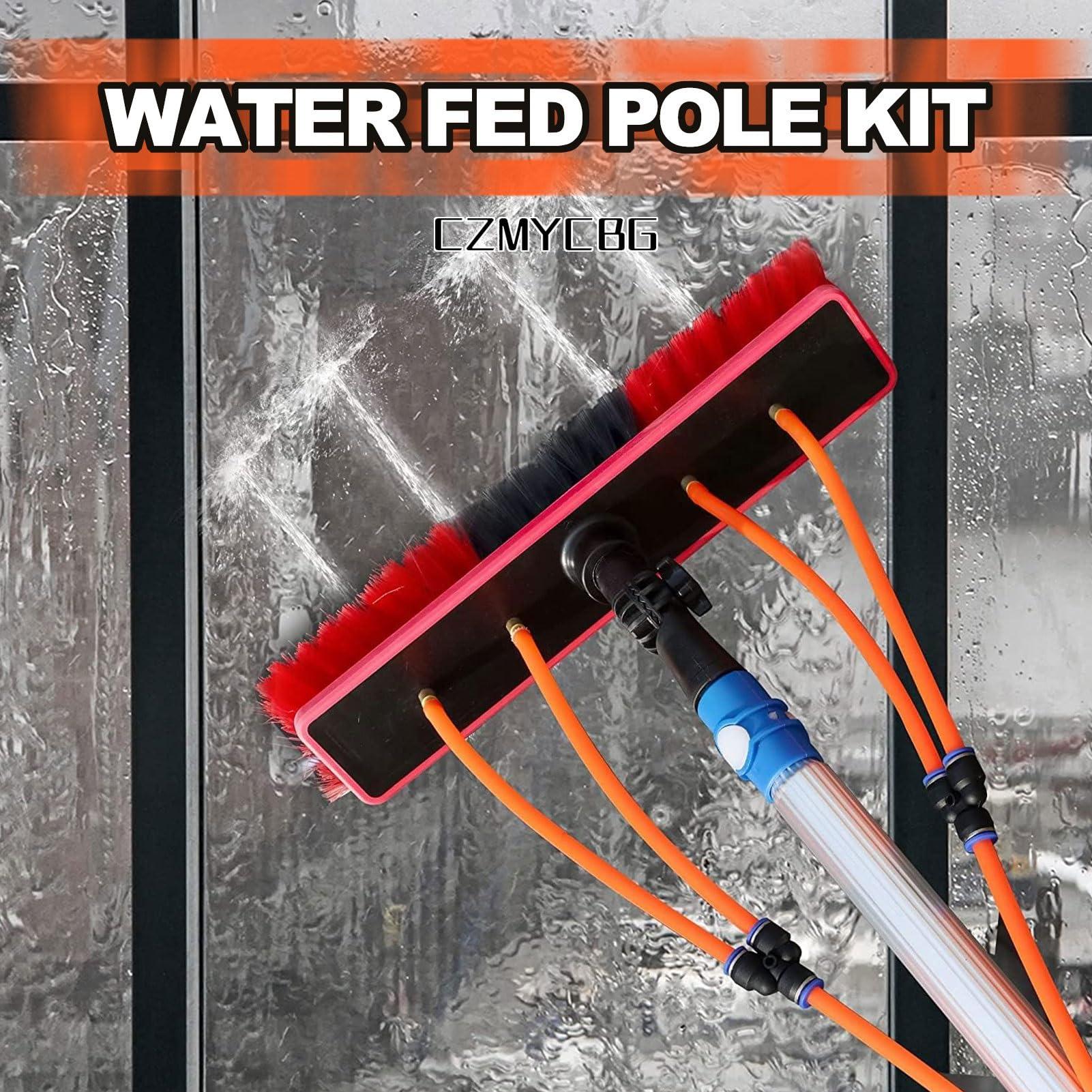 CZMYCBG CZMYCBG Water Fed Pole Kit, Adjustable Window Cleaning Brush and Pole, Window Cleaner Brush & Solar Panel Cleaning System, Outdoor Window Glass Washing Cleaner Equipment Tool (Color : Black, Size :