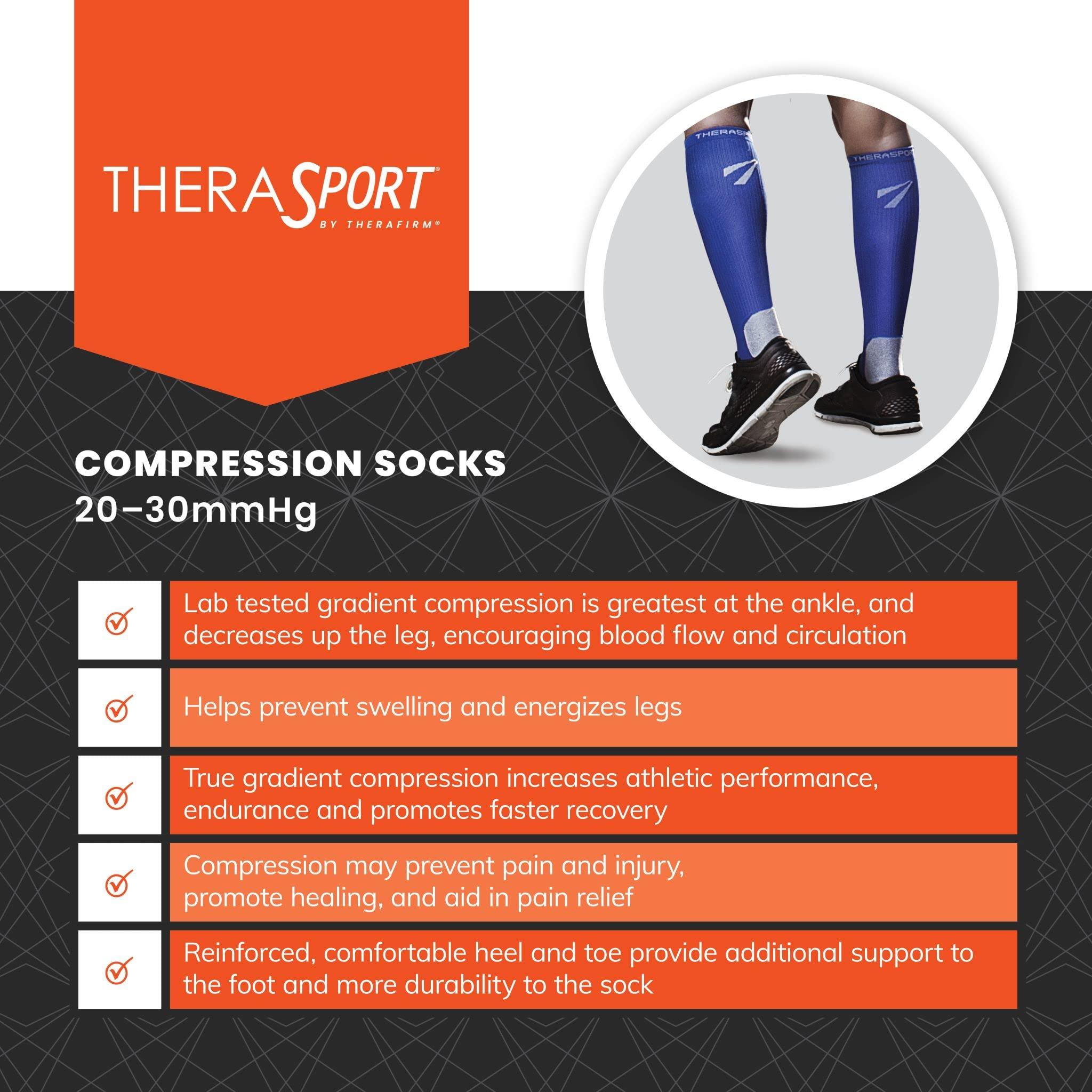 THERASPORT THERASPORT 20-30mmHg Moderate Compression Athletic Performance Socks (Blue, Medium)