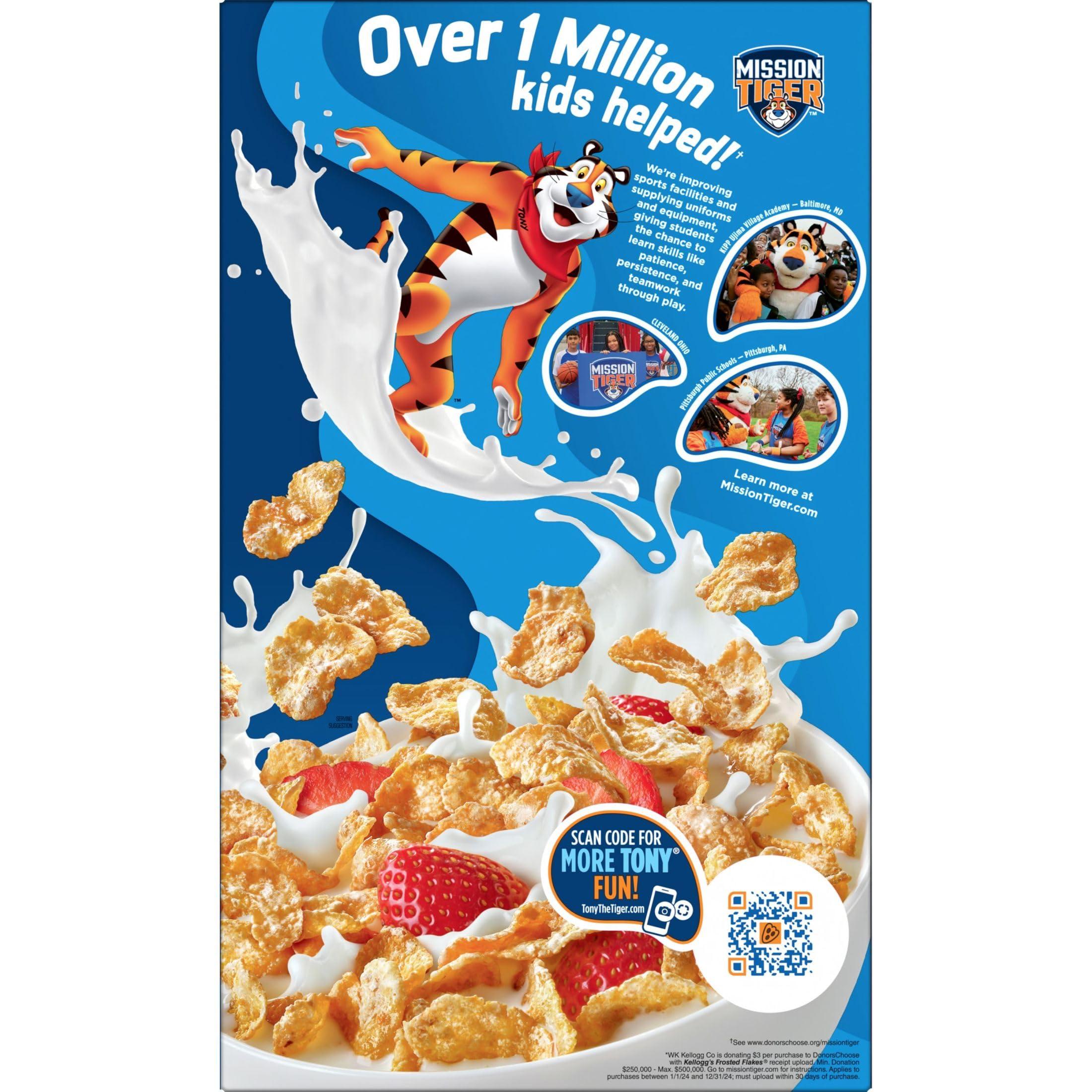 Frosted Flakes Kellogg\'s Frosted Flakes Breakfast Cereal, Kids Cereal, Family Breakfast, Family Size, Original, 21.7oz Box (1 Box)