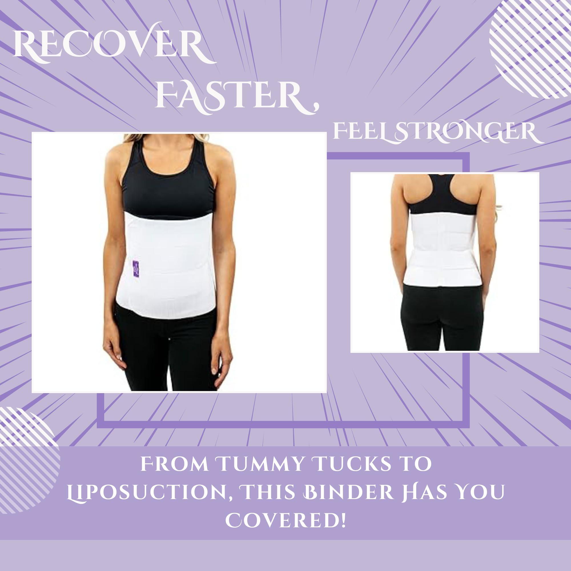 ContourMD Abdominal Binder Post Surgery Compression Wrap - Torso Liposuction, Mommy Makeover, and Tummy Tuck Compression Garment - White 12in Postpartum Belt and C-Section Recovery Belly Band (S13-12) Large