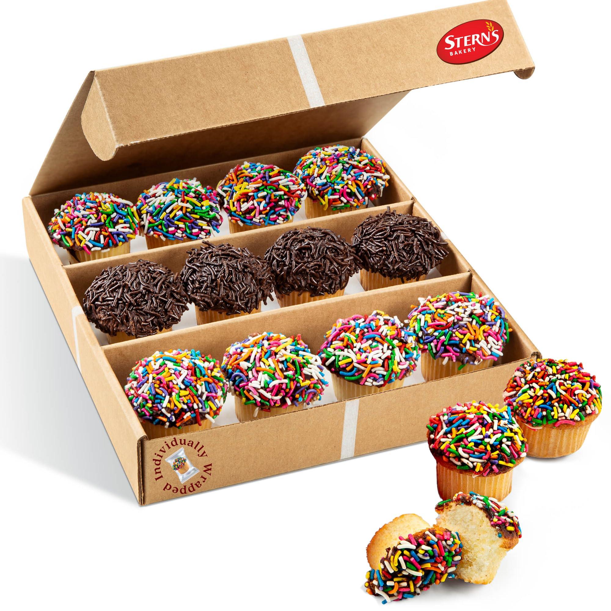 Stern's Bakery Gourmet Cookie Gift Box | 12 Individually Wrapped Sprinkle Cupcakes | Valentine Cookie Basket | Christmas, New Years & Birthdays | Men, Women & Kids | Sterns Bakery (Sprinkle Cupcake Gift Pack)