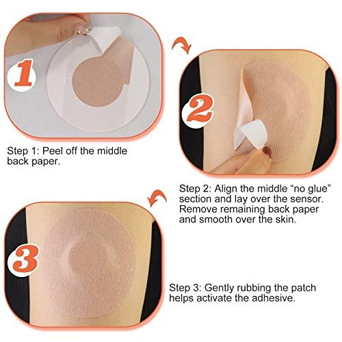 HONYOU Freestyle Adhesive Patches 25Pack Waterproof Libre2/3 Sensor Covers Flesh Flexible CGM Patches Without Glue in The Center-Enlite-Guardian-Freestyle Libre 14 Day Sensor Patches