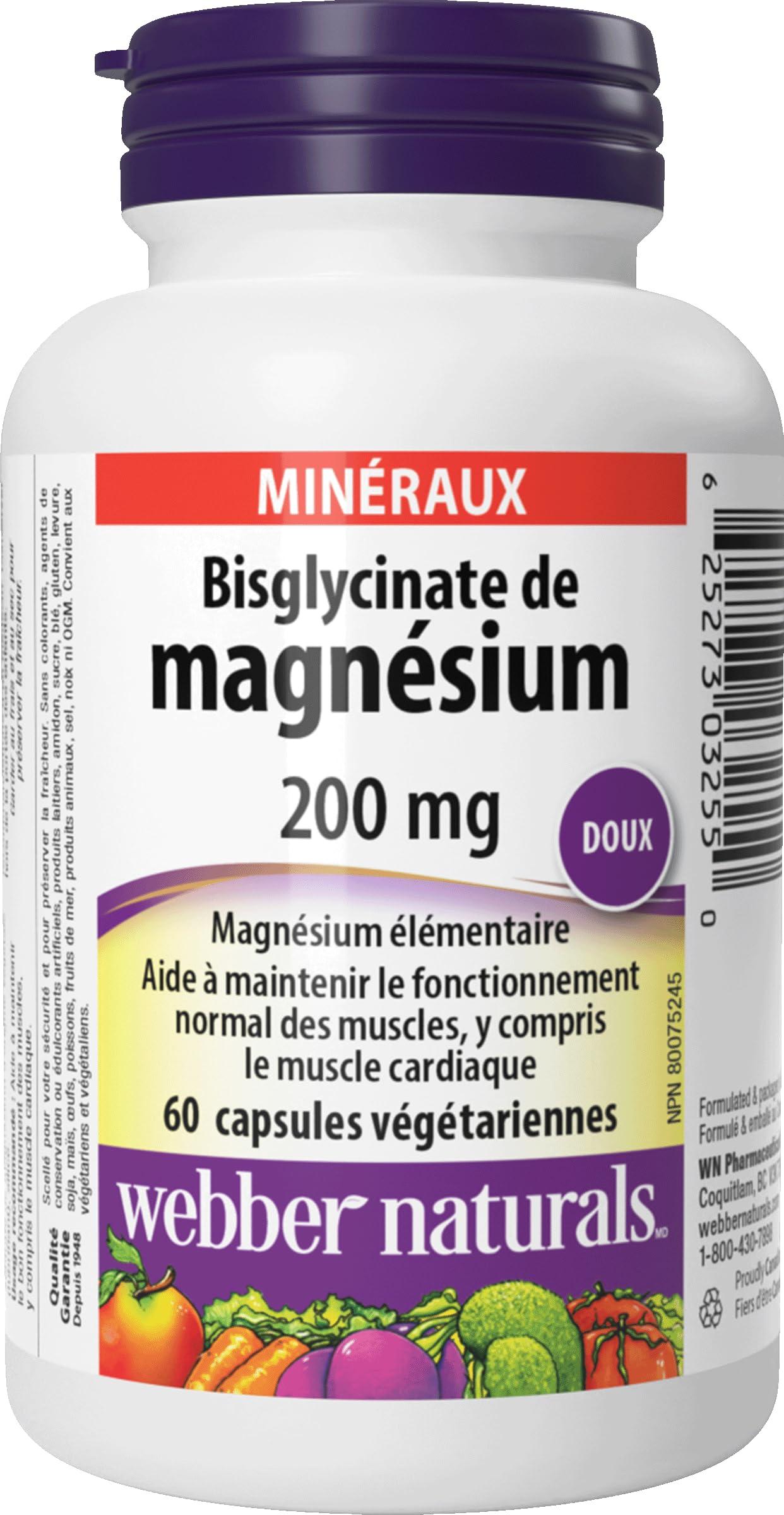 Webber Naturals Webber Naturals Magnesium Bisglycinate 200mg, 60 Vegetarian Capsules