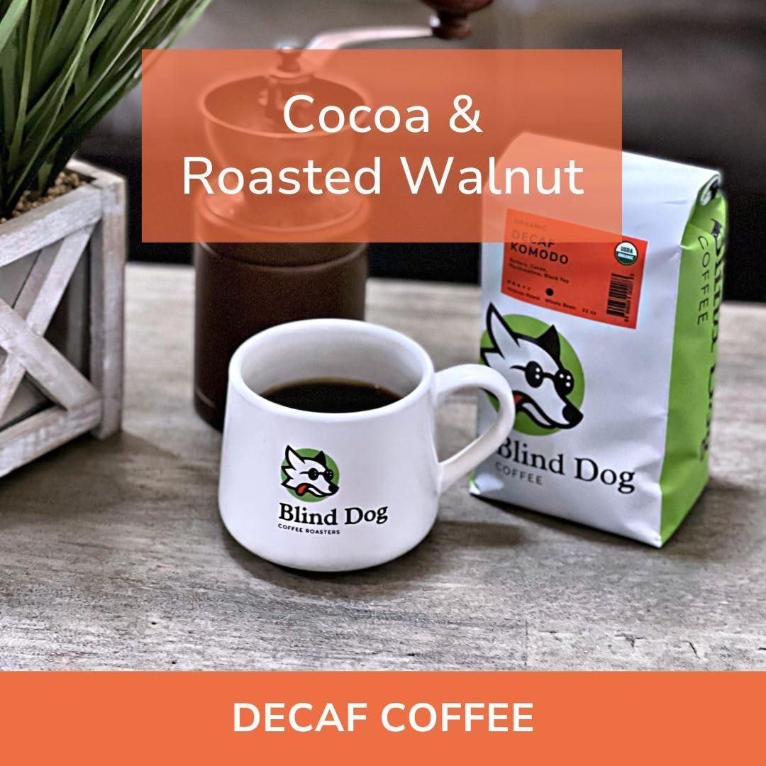 Blind Dog Coffee Roaster Blind Dog Coffee - 2 lb Whole Bean Decaf Coffee - Medium Roast - Low Acid Decaf Coffee - Flavor notes of Cocoa, Marshmallow and Black tea -