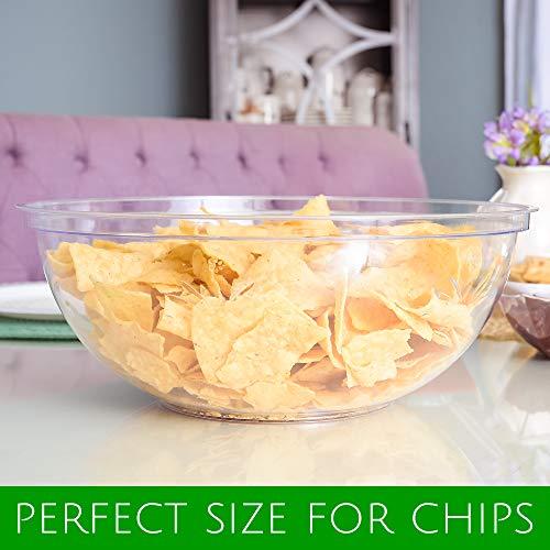 PLASTICPRO PLASTICPRO Disposable Round Serving Bowls, Party Snack or Salad Bowl, Plastic Crystal Clear Pack of 4 (X Large Bowls, 4)