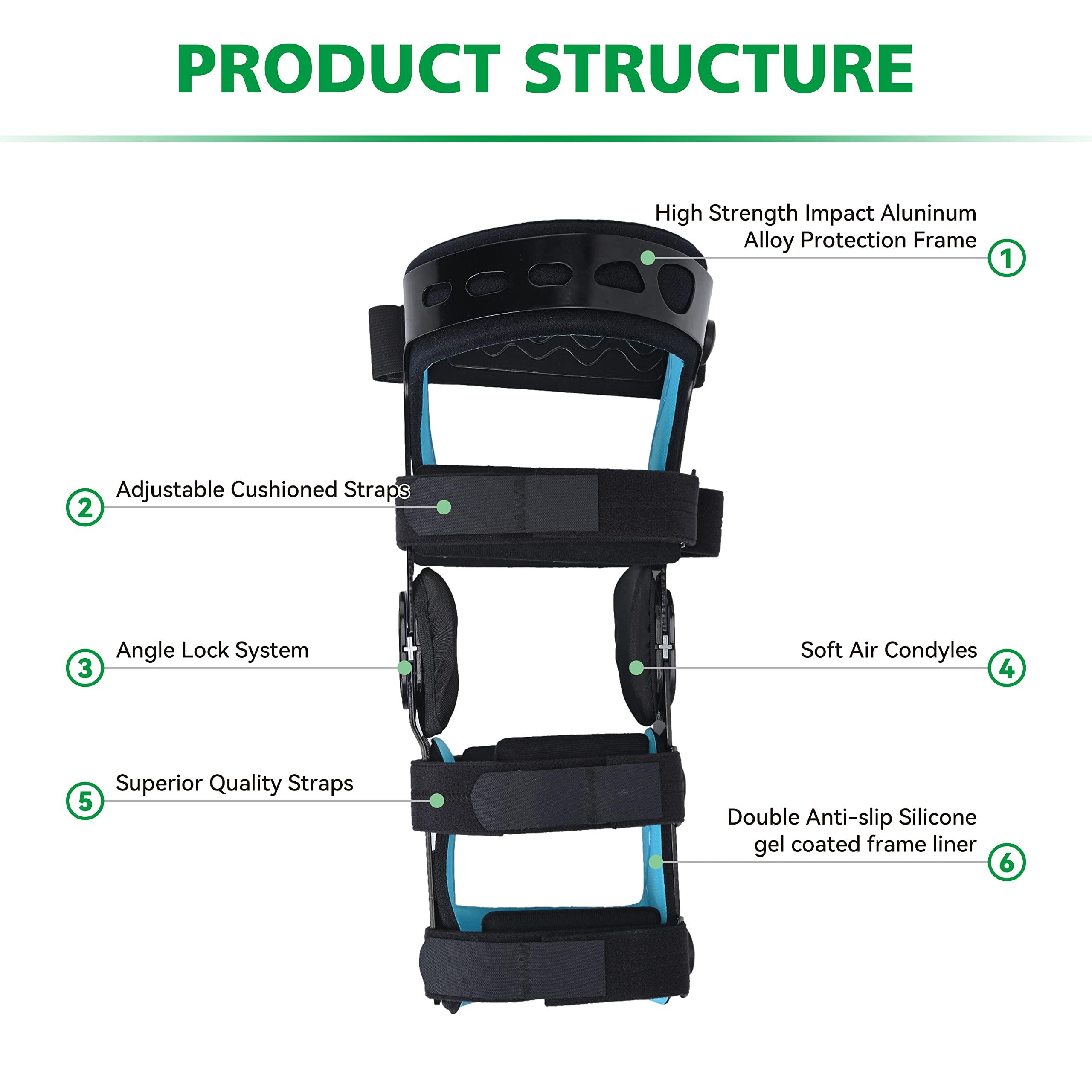 Orthomen Orthomen Functional ACL Knee Brace, for MCL PCL Meniscus Ligament Sports Injuries, Adjustable Hinged ROM Orthopedic Knee Orthosis for Men & Women(Left, M)