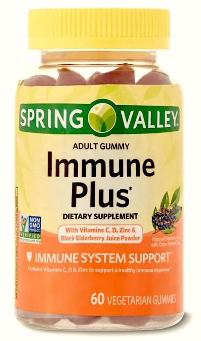 Spring Health Spring Valley Immune Plus Vegetarian Gummies, 60ct + Your Vitamin Guide©