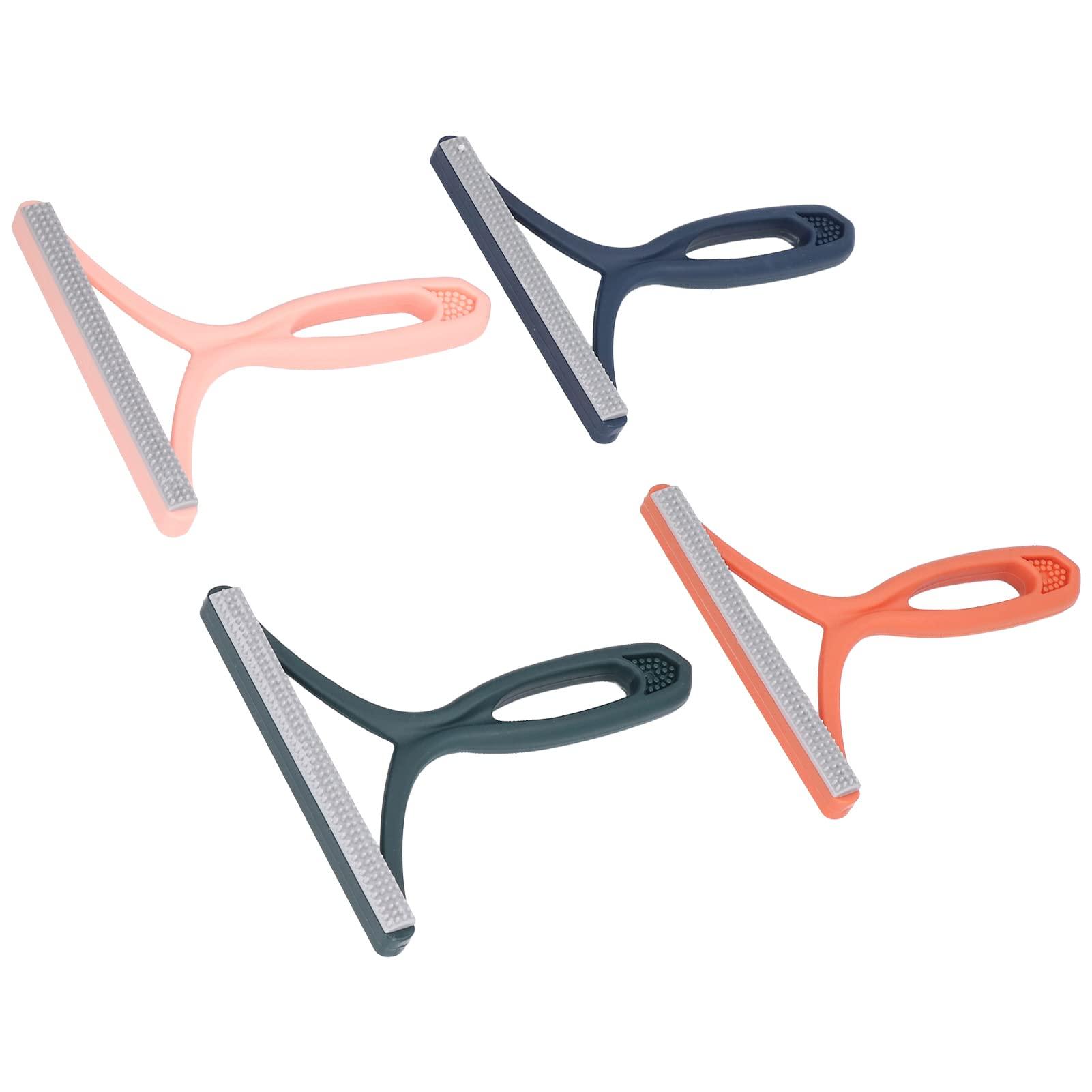 Cyrank Portable Lint Remover,4Pcs Carpet Rake Clothes Fuzz Shaver,Manual Reusable Lint Roller Double Sided Pet Hairball Fluff Removing Shaver